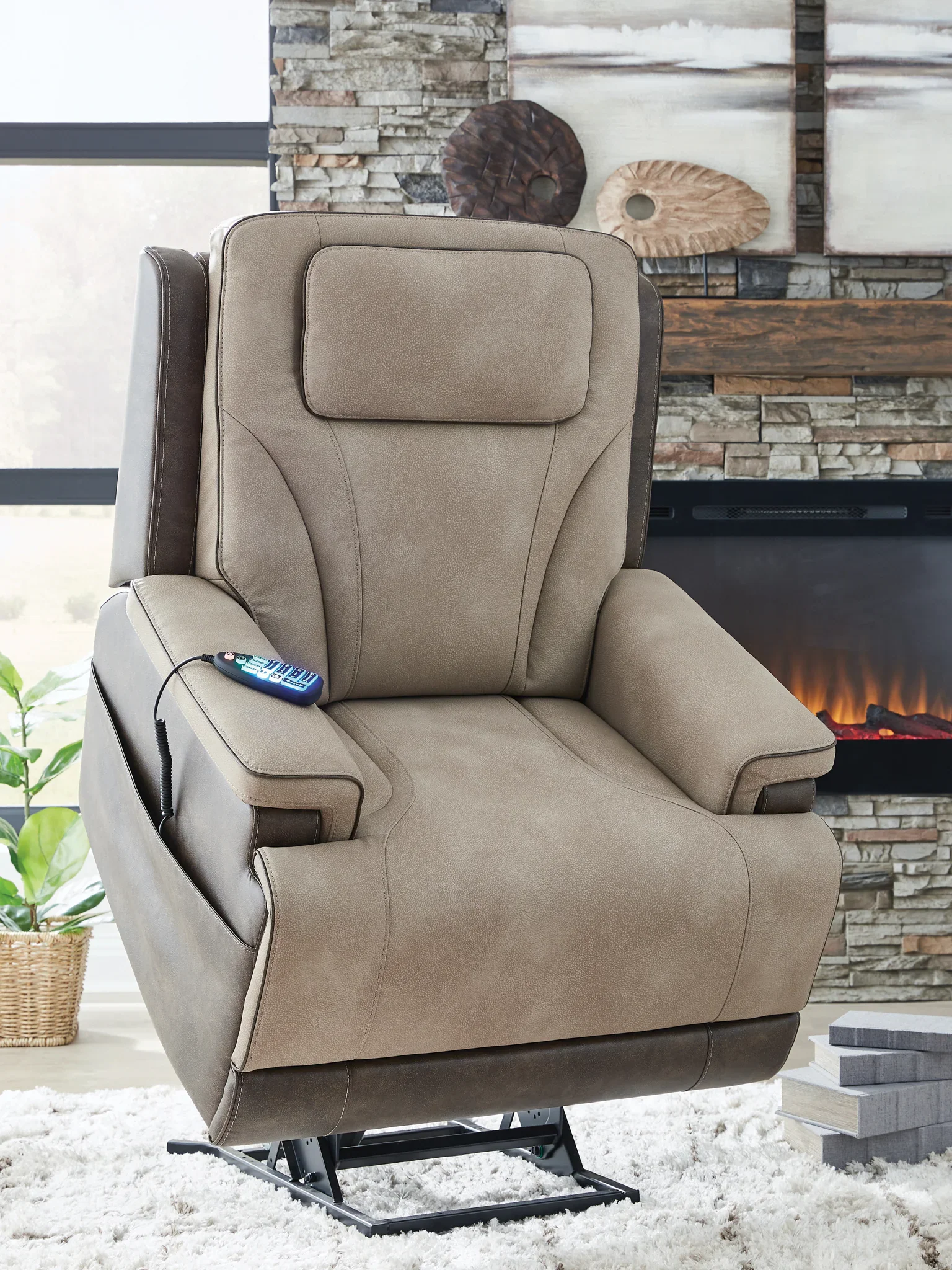 4Z-Peaceful Pause - Serenity Zone - Sand - Power Lift Recliner - Image 4