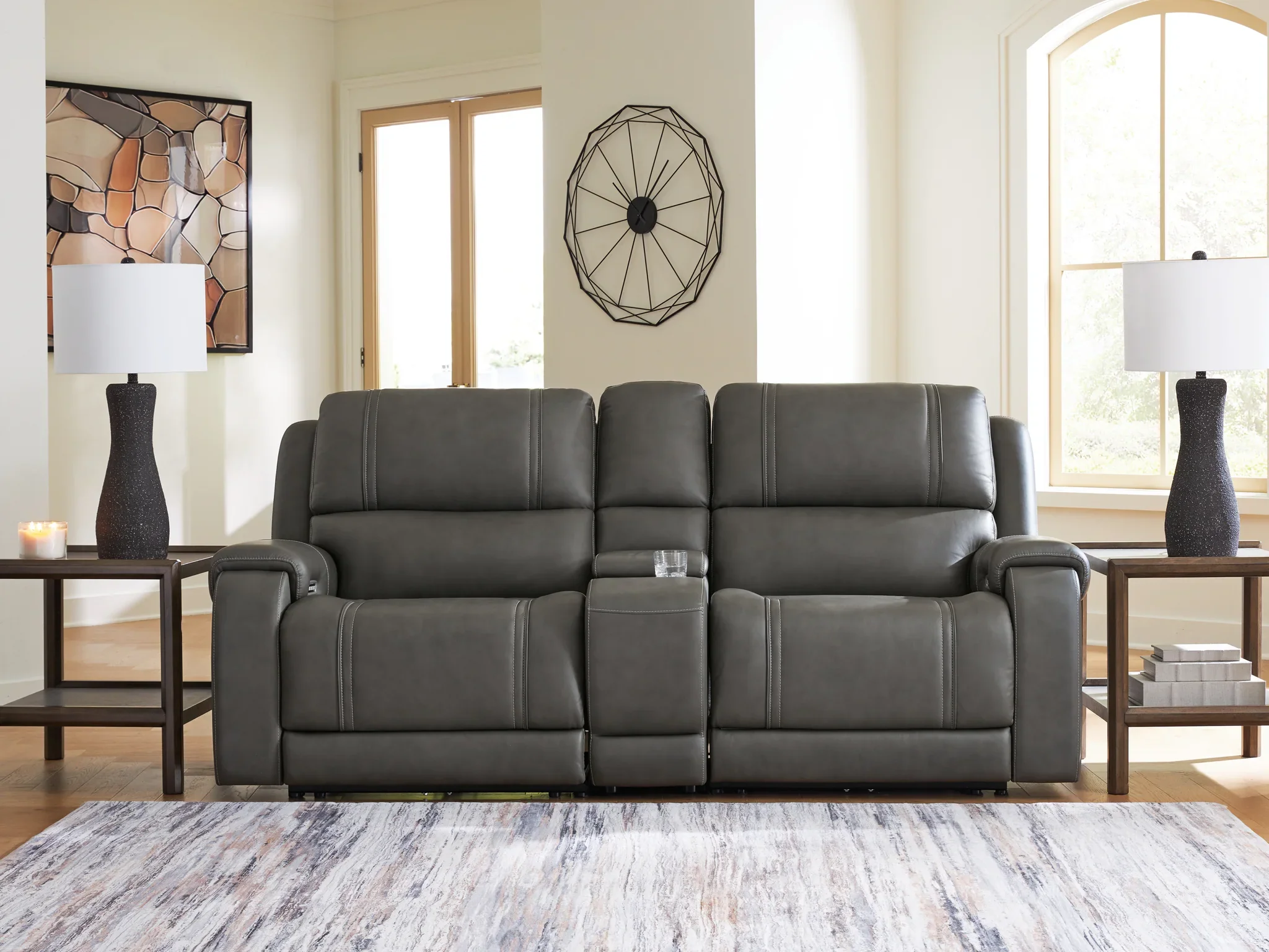 5Z - Pittson - 3-Piece Power Reclining Sectional Loveseat With Storage Console - Anchor - Image 2
