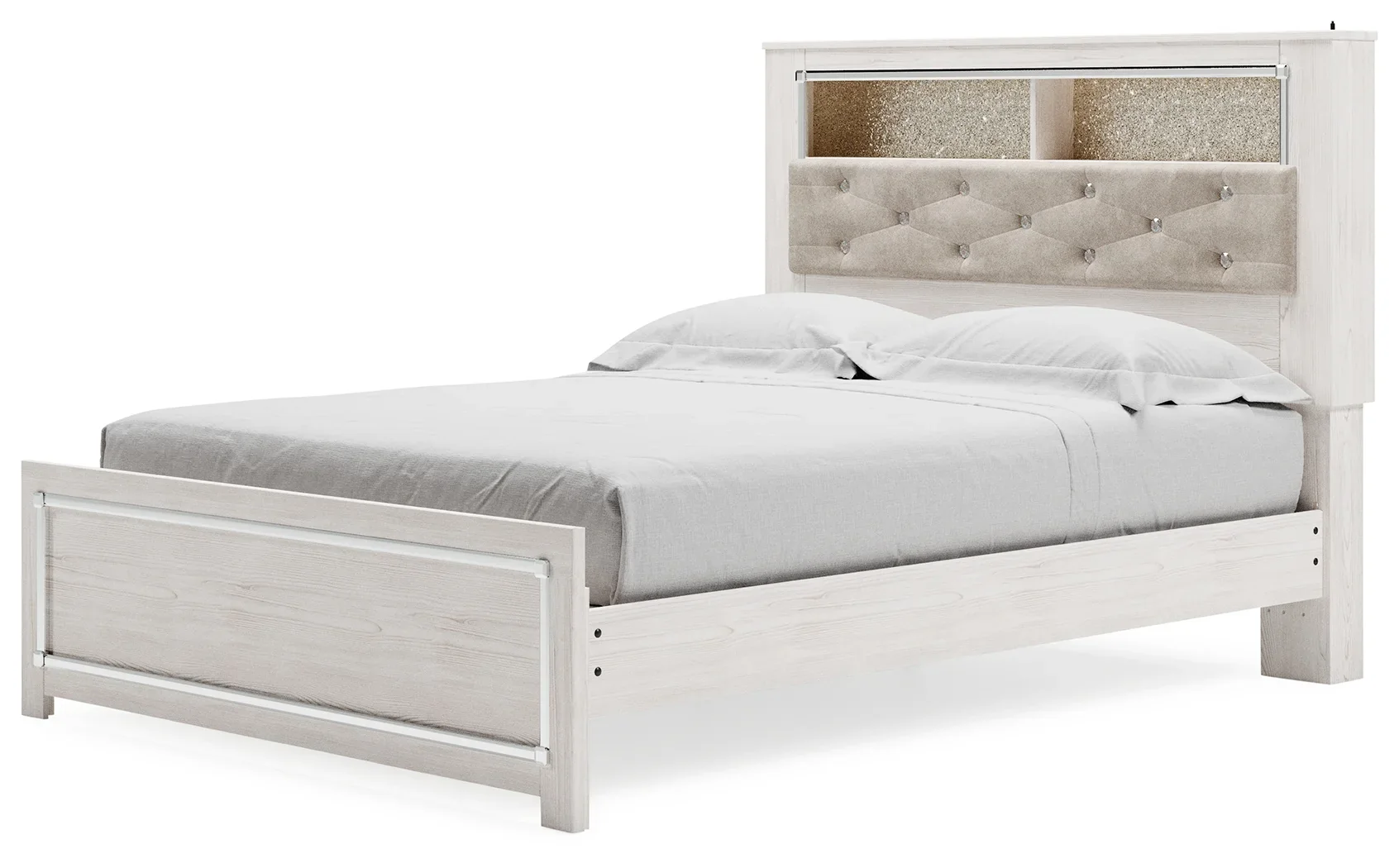 Altyra - White - Queen Panel Bookcase Bed With Roll Slats - Image 4