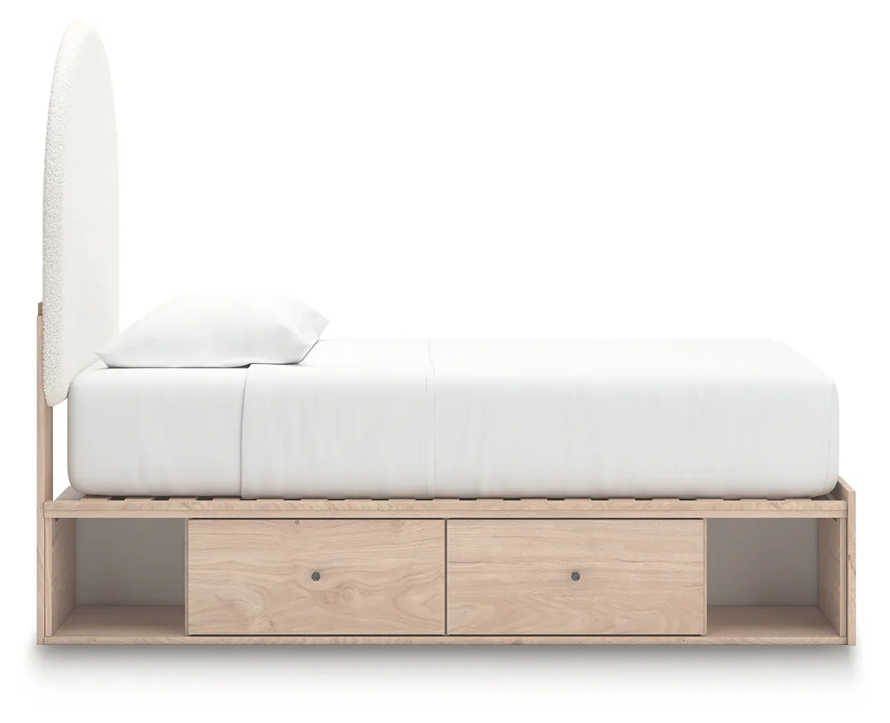 Arloster - Twin Upholstered Panel Bed With 2 Under Bed Storage Units - Tan / White - Image 9