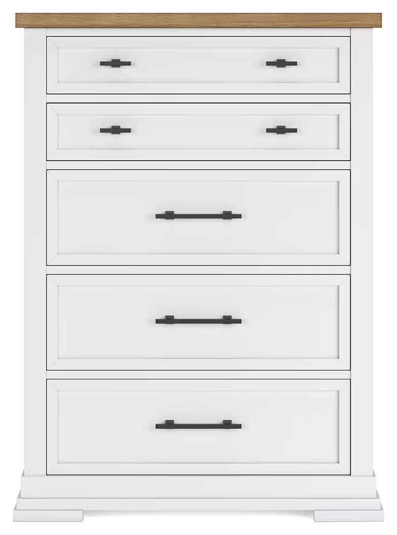 Ashbryn - White / Natural - Five Drawer Chest - Image 6