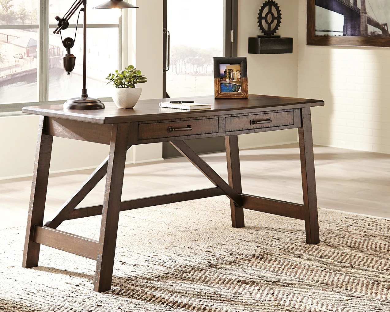 Baldridge - Rustic Brown - Home Office Large Leg Desk - Image 2