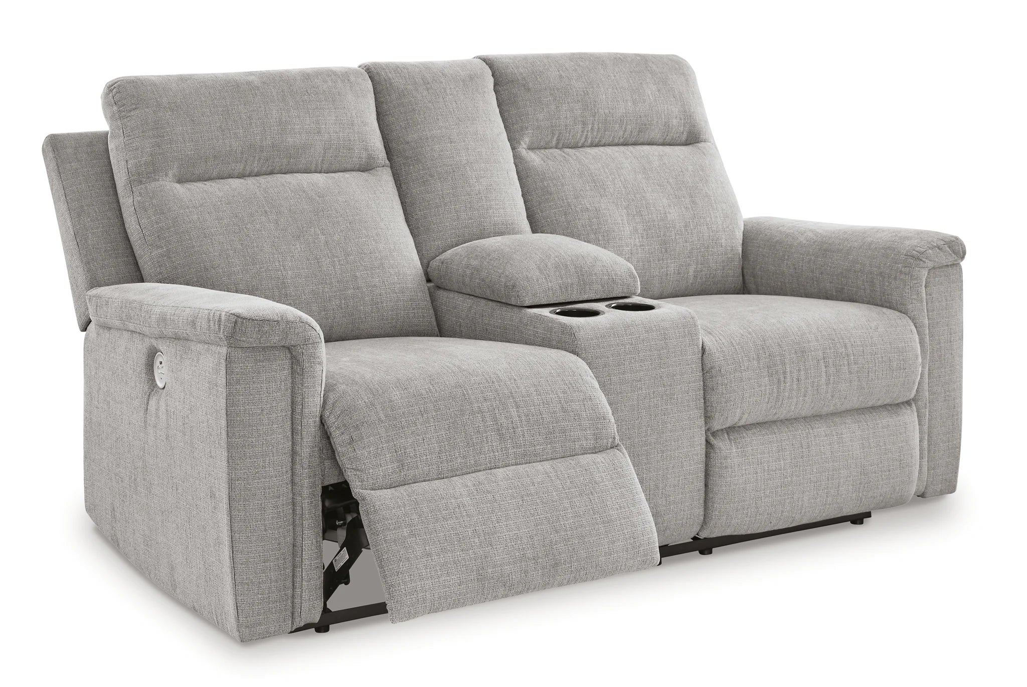 Barnsana - Ash - Dbl Power Reclining Loveseat with Console - Image 2