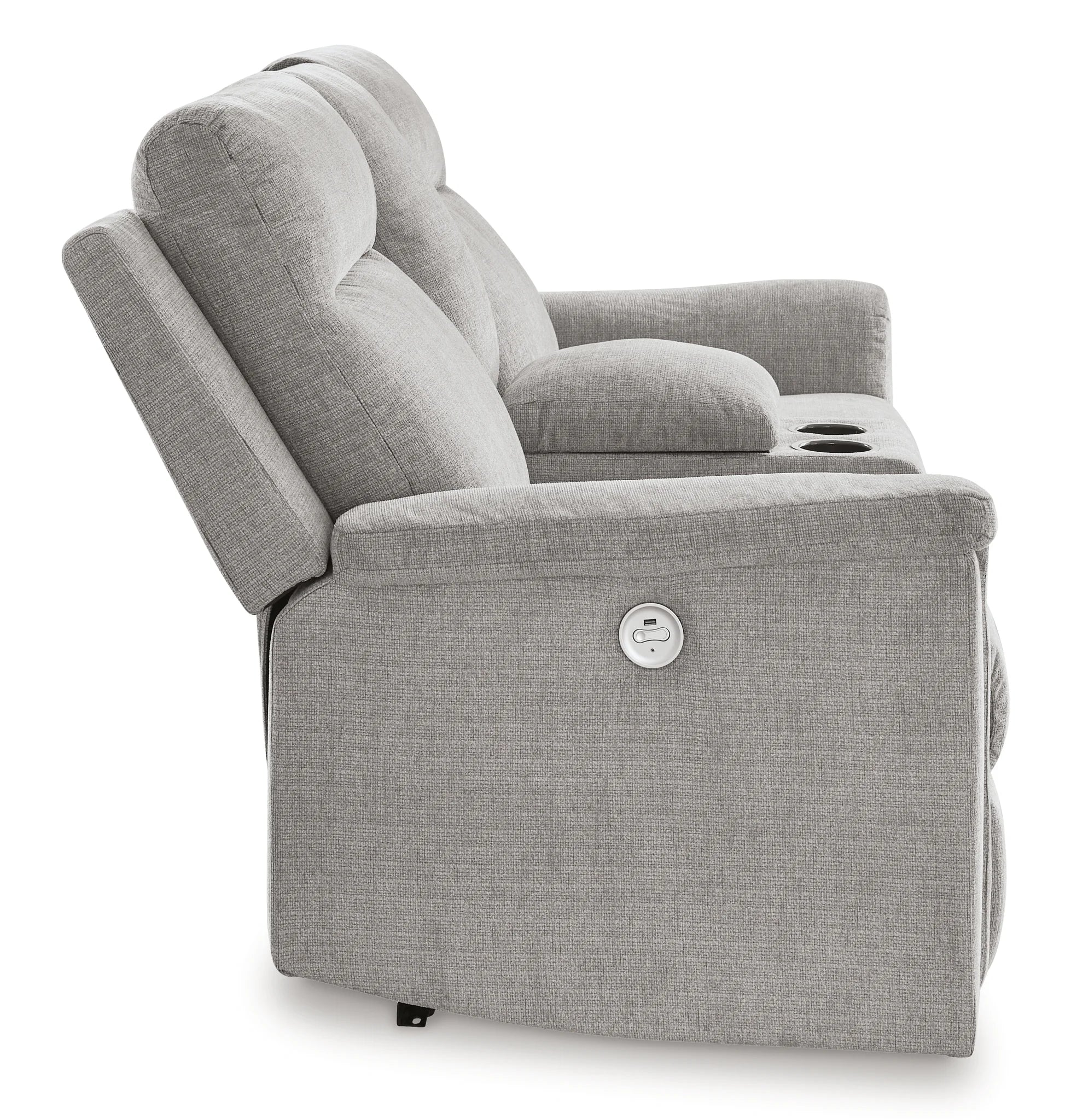 Barnsana - Ash - Dbl Power Reclining Loveseat with Console - Image 4