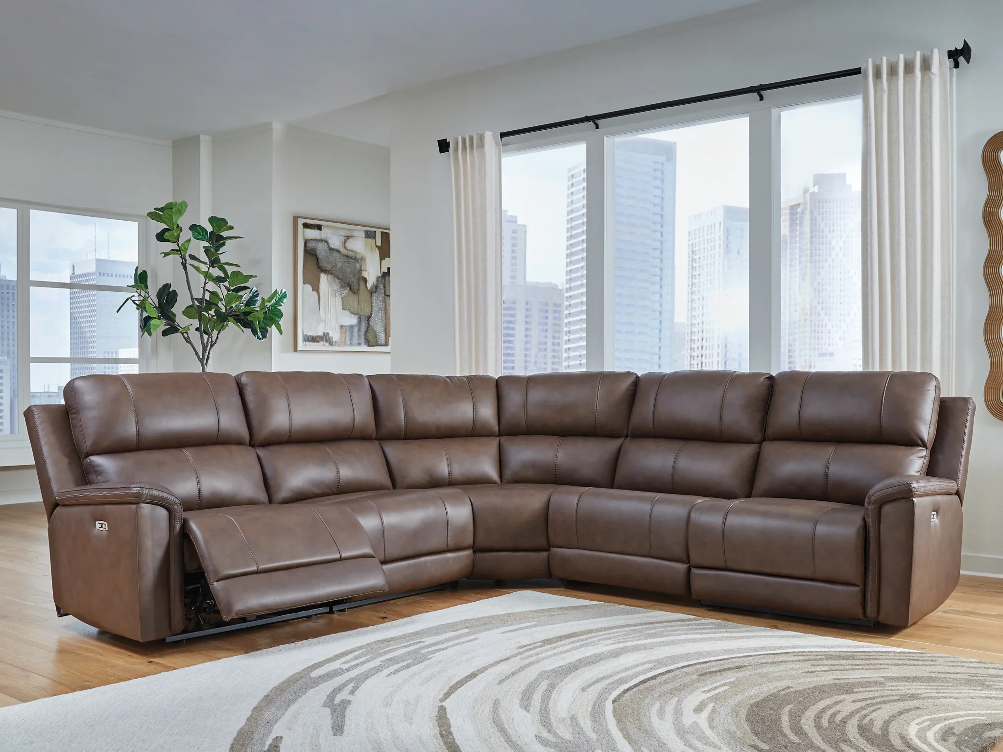Bleckley - Espresso - 5-Piece Power Reclining Sectional With RAF And LAF Recliners - Image 2