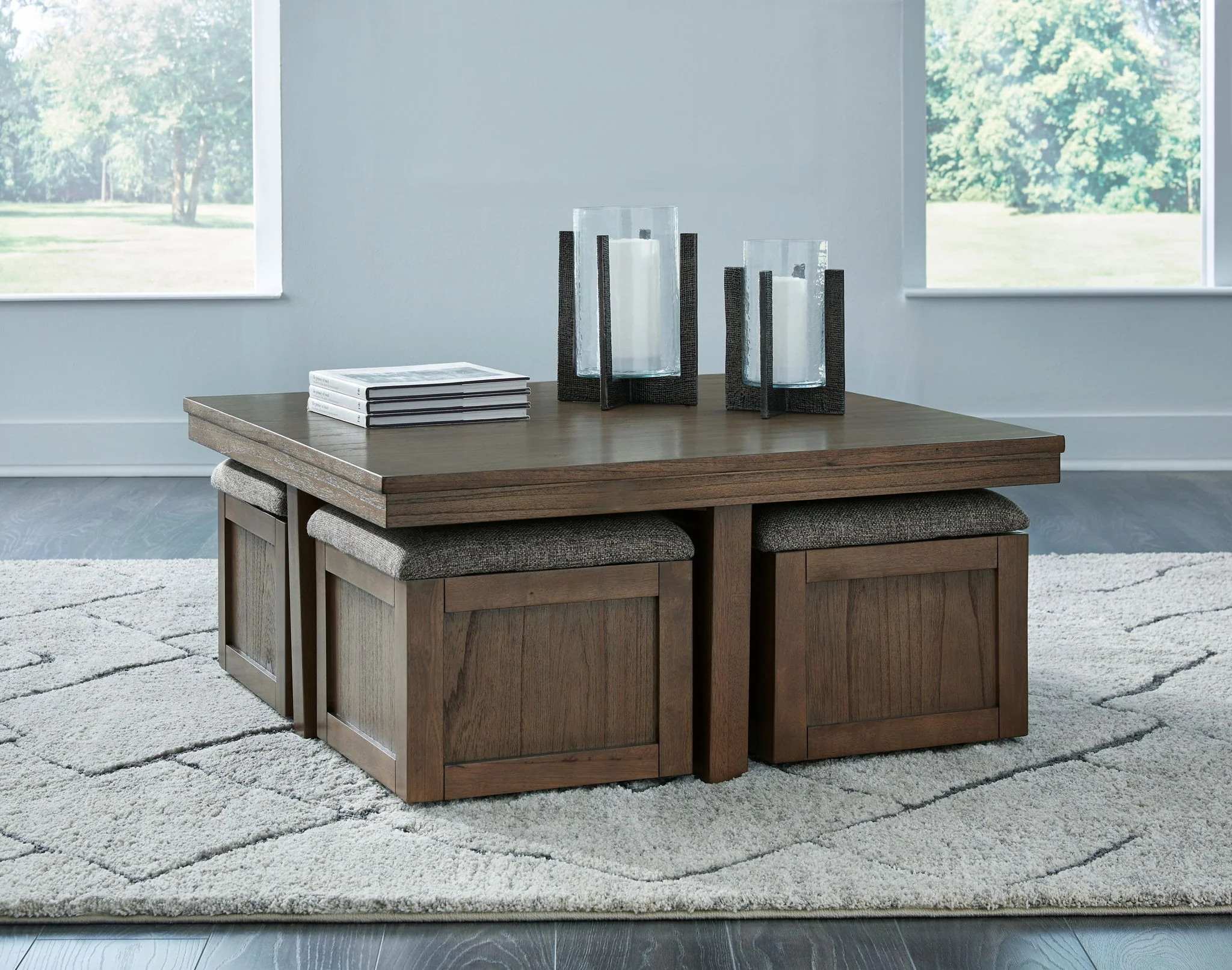 Boardernest - Brown - Cocktail Table With 4 Stools (Set of 5) - Image 2