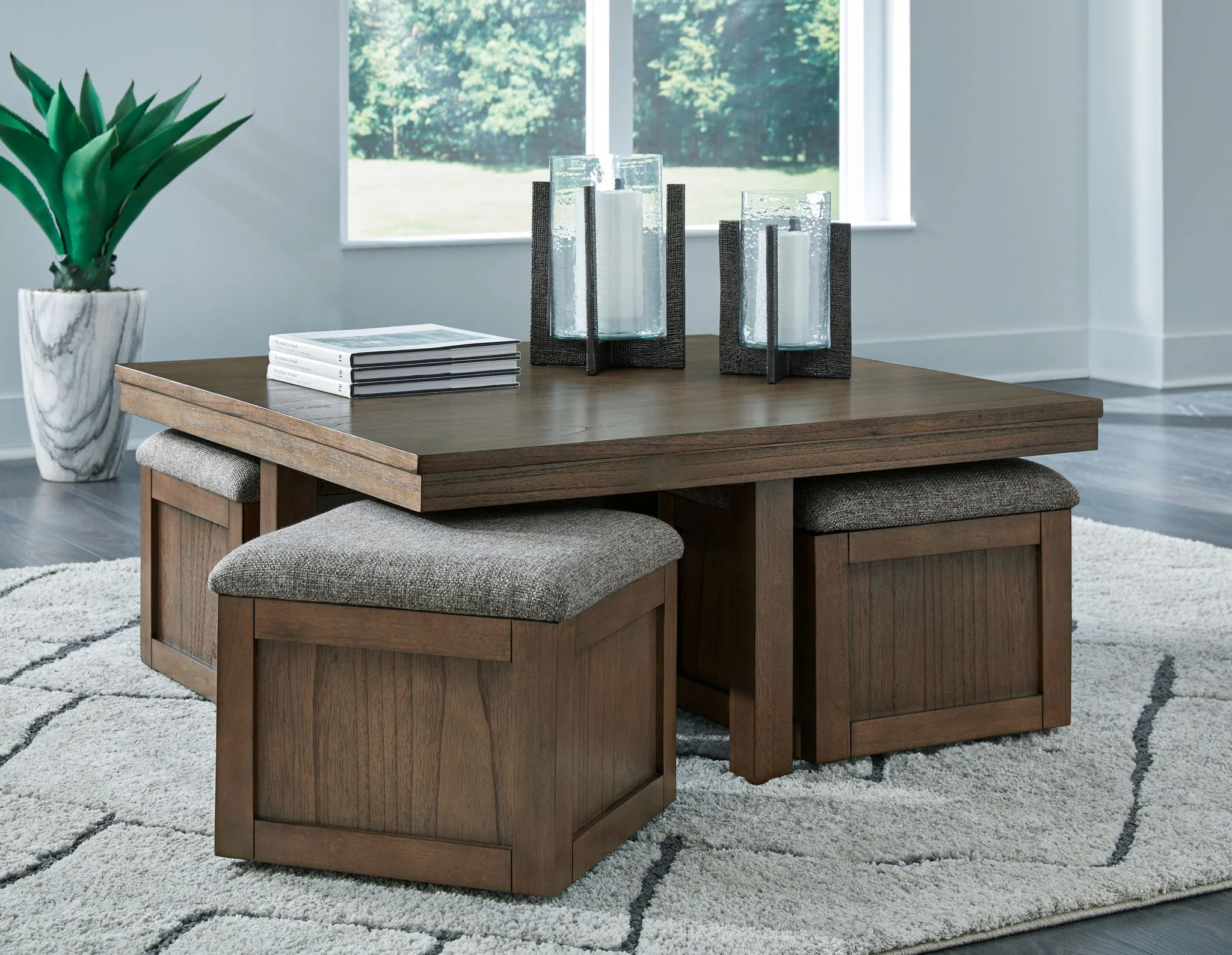 Boardernest - Brown - Cocktail Table With 4 Stools (Set of 5) - Image 3