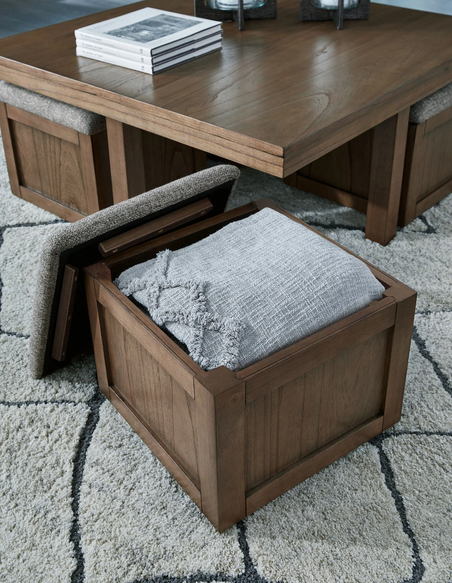 Boardernest - Brown - Cocktail Table With 4 Stools (Set of 5) - Image 5