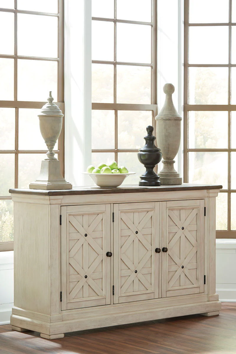 Bolanburg - Beige - 10 Pc. - Dining Room Table, 4 Side Chairs, Bench, Server, 3 Cabinets - Image 4