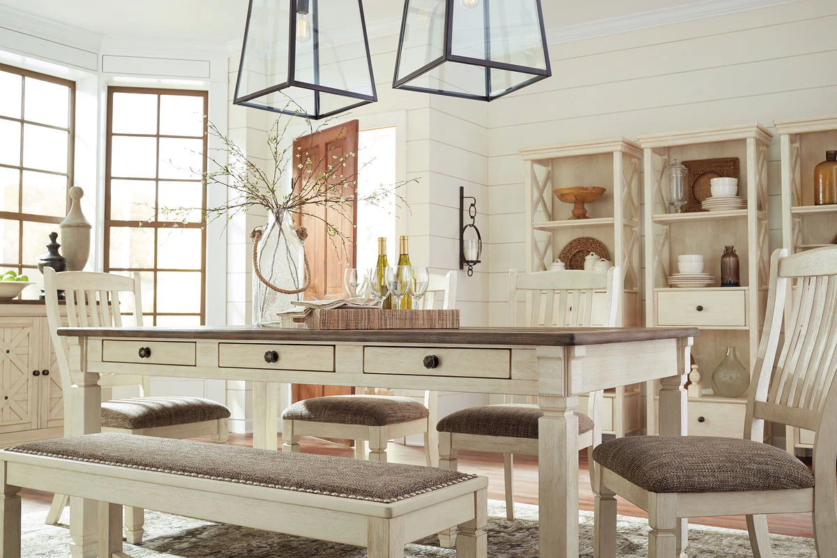 Bolanburg - Beige - 10 Pc. - Dining Room Table, 4 Side Chairs, Bench, Server, 3 Cabinets - Image 6