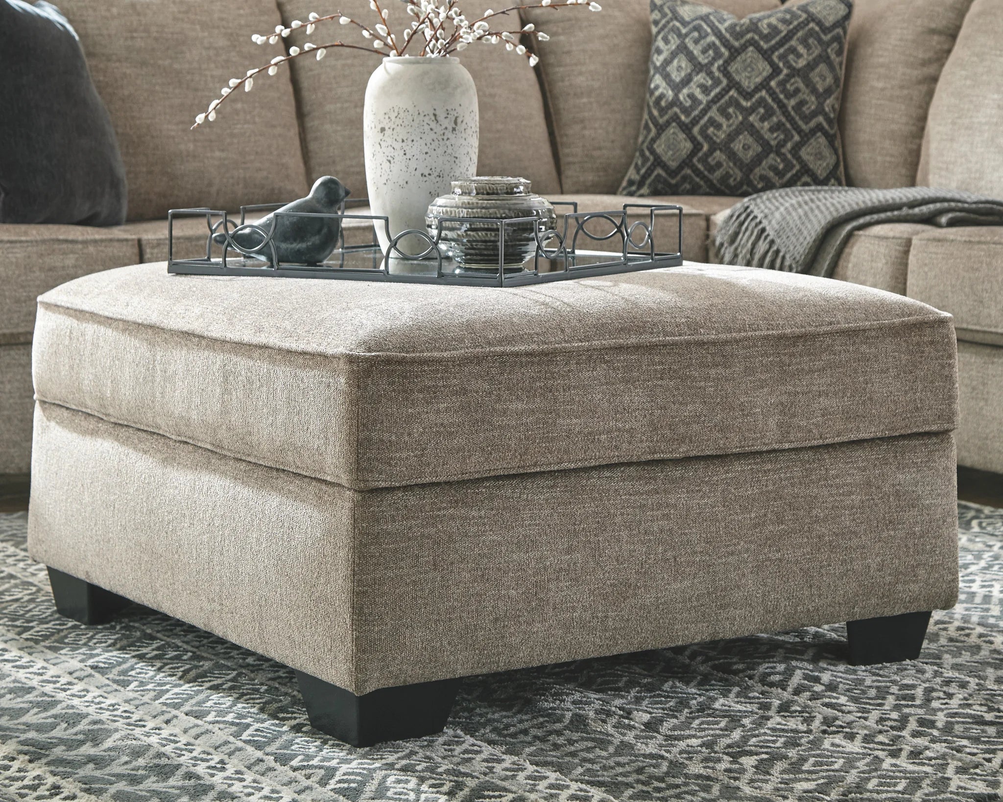 Bovarian - Stone - 3 Pc. - Right Arm Facing Sofa with Corner Wedge 2 Pc Sectional, Ottoman - Image 3