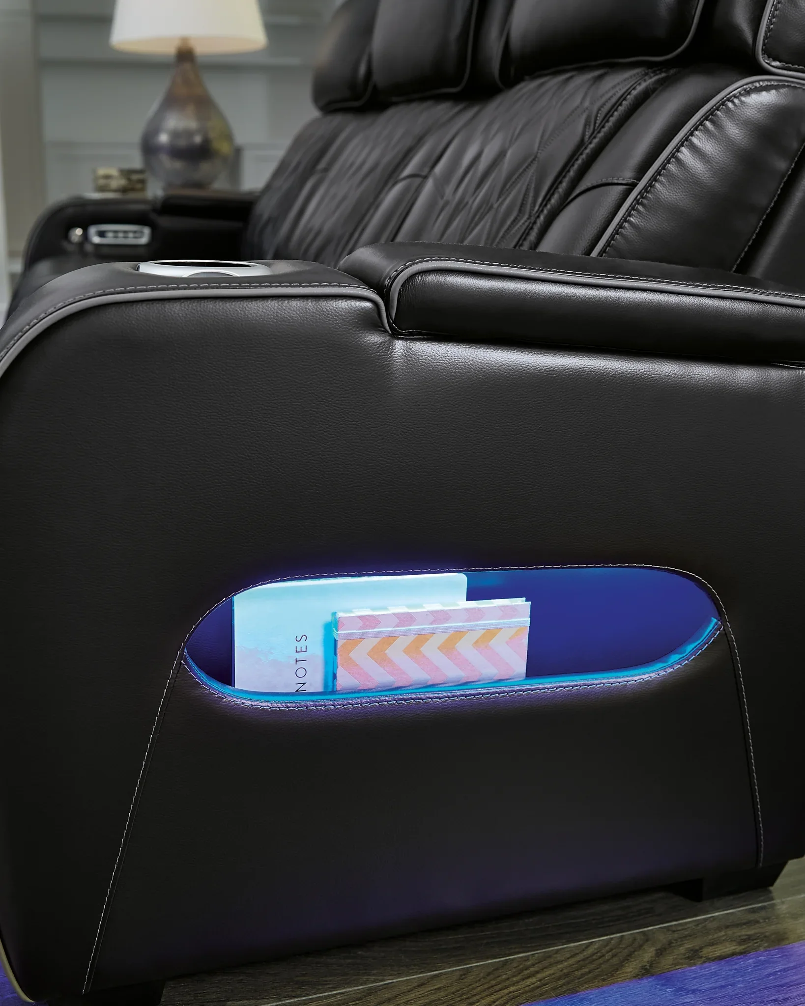 Boyington - Black - Power Reclining Sofa With Adj Headrest - Image 4