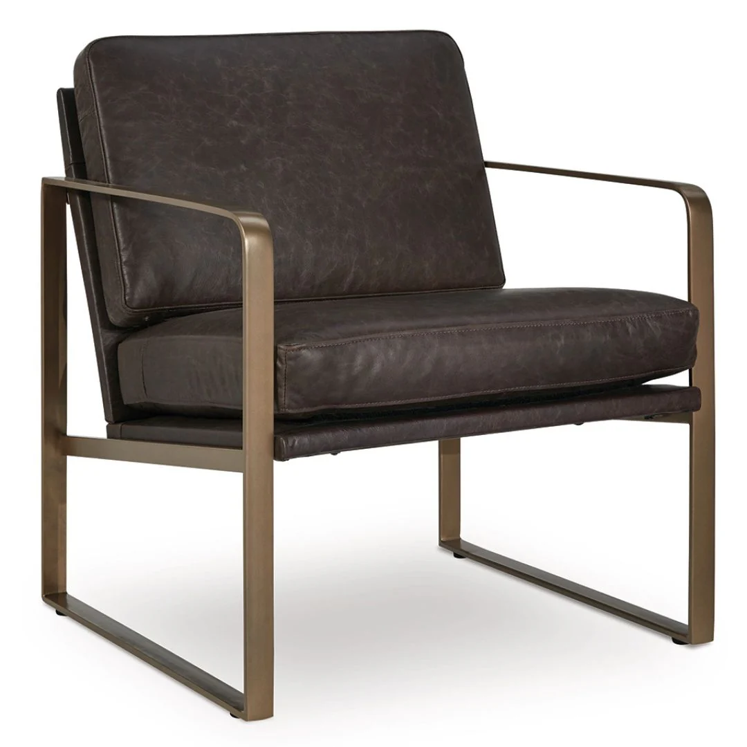Bradett - Dark Brown / Gold Finish - Accent Chair