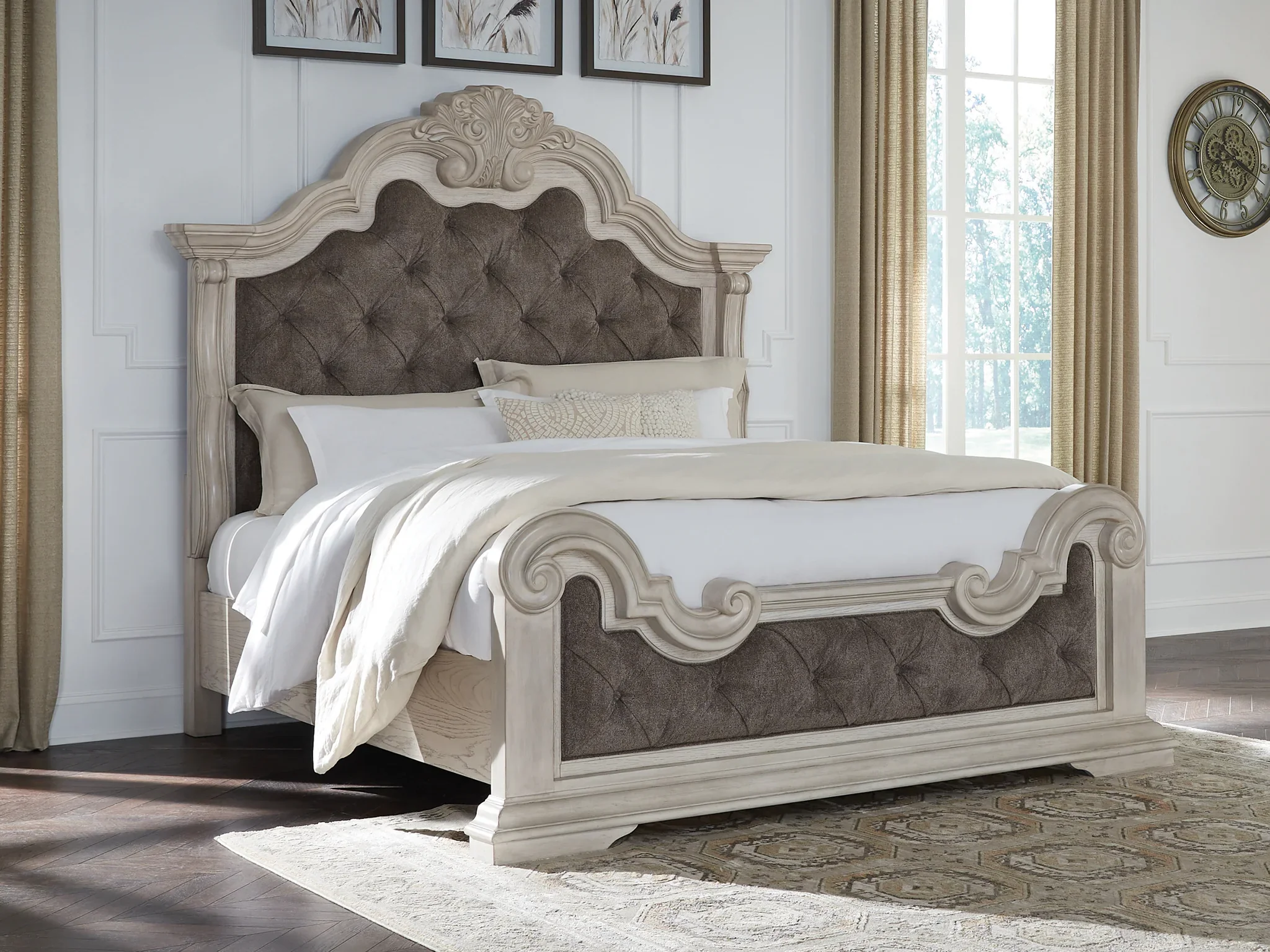Bruchandi - Antique White - California King Upholstered Panel Bed - Image 2