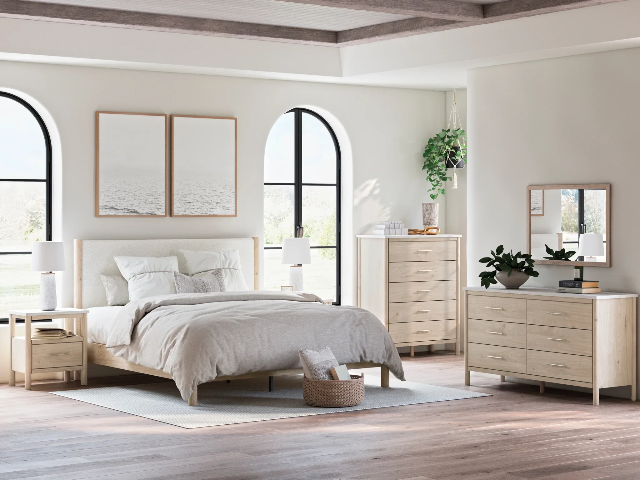 Cadmori - Two-tone - King Upholstered Panel Bed - Image 10