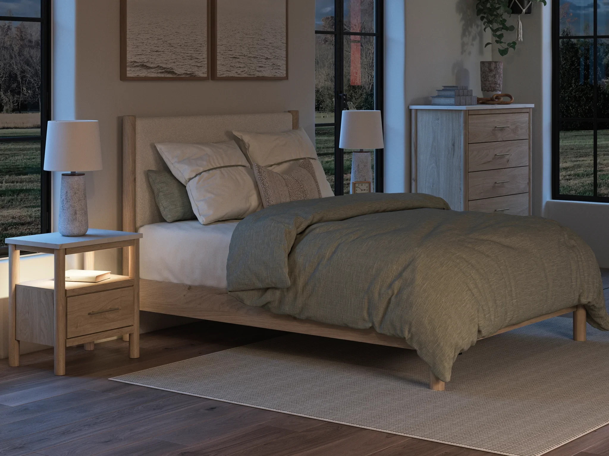 Cadmori - Two-tone - Queen Upholstered Panel Bed - Image 10