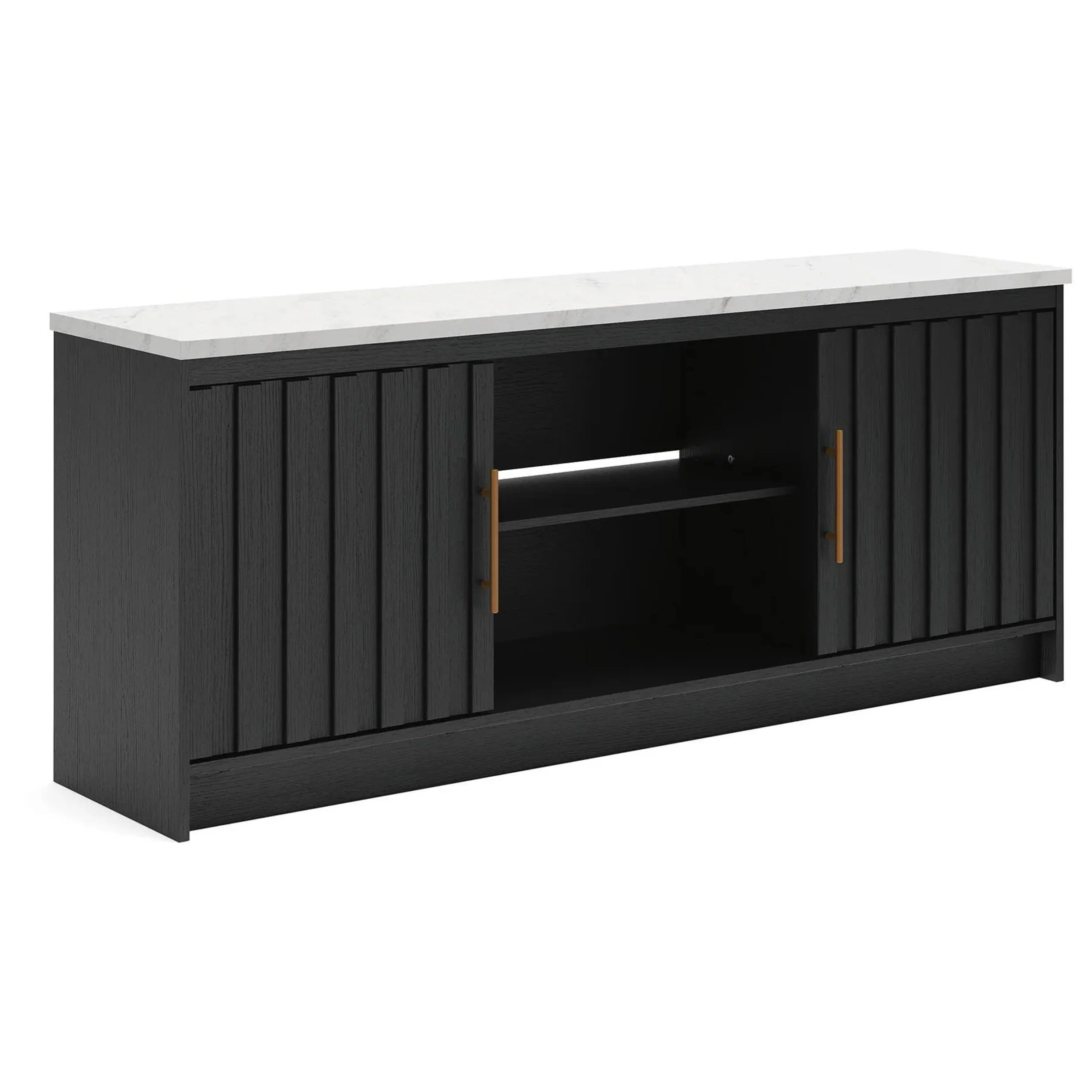 Cadmori - XL TV Stand With Fireplace Option - Black / White