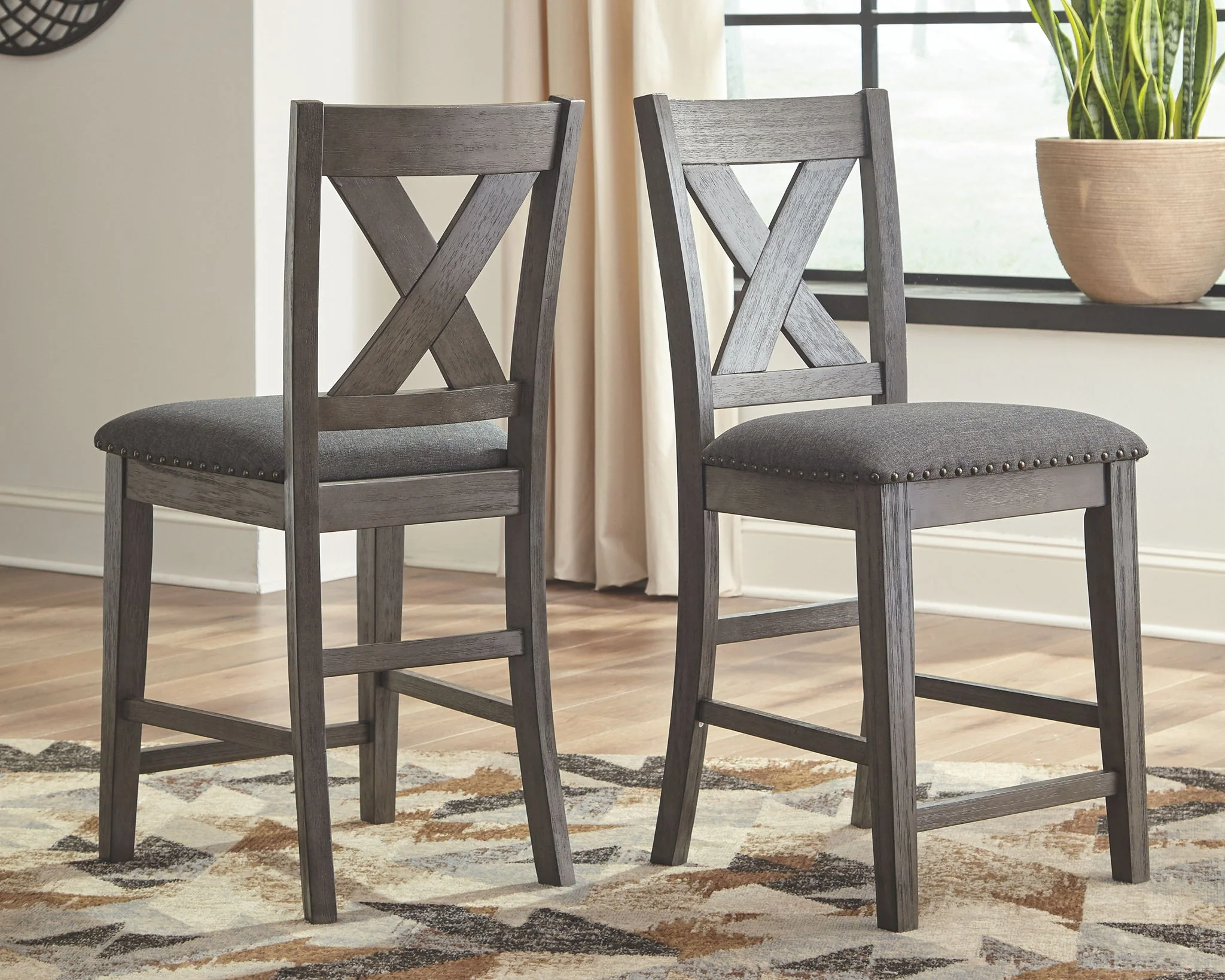 Caitbrook - Gray - 5 Pc. - Counter Table, 2 Stools, 2 Barstools - Image 4