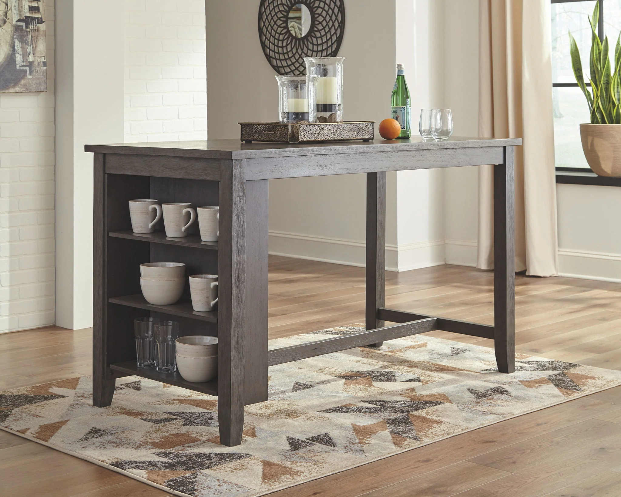 Caitbrook - Gray - 5 Pc. - Counter Table, 4 Upholstered Barstools - Image 4