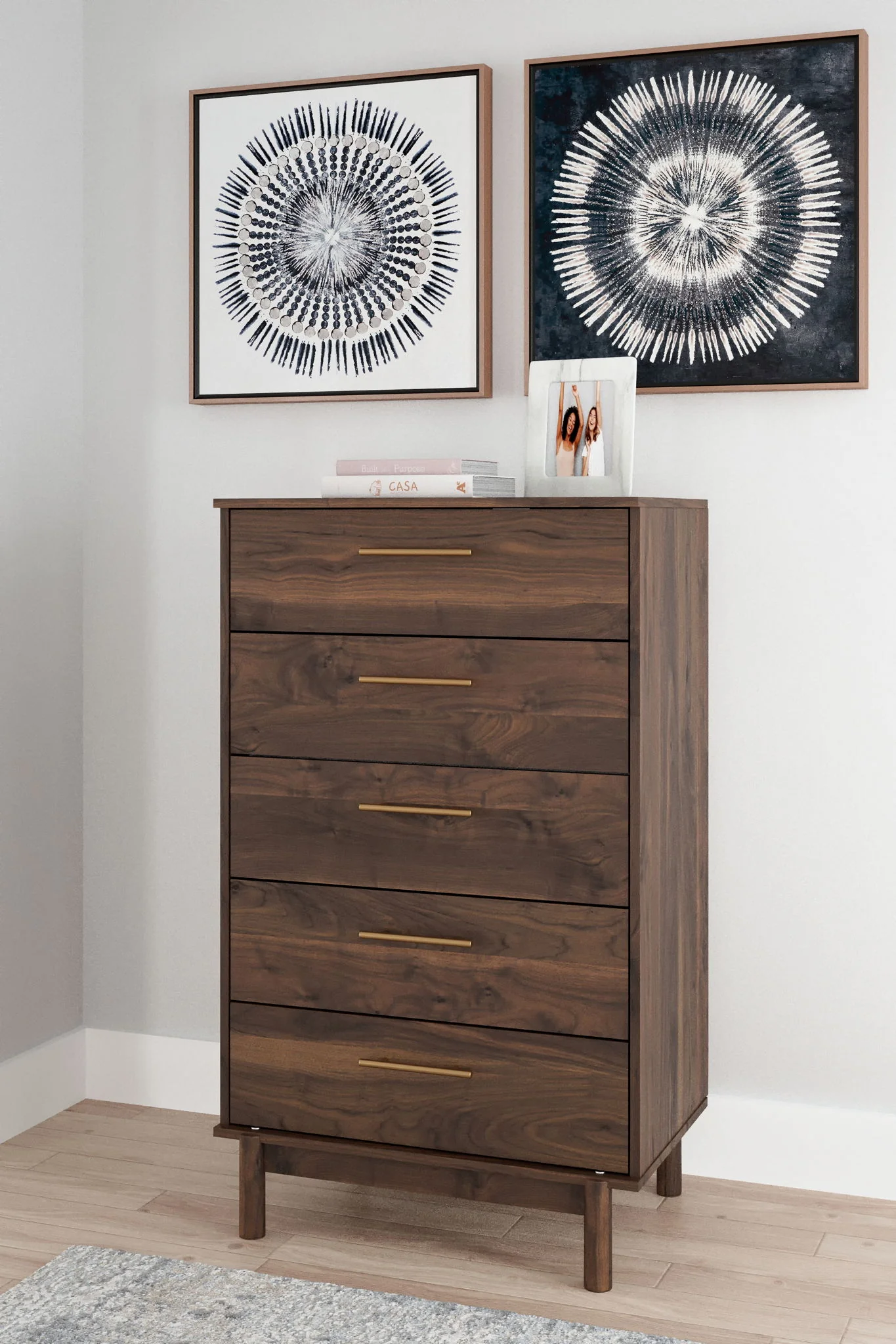 Calverson - Mocha - Five Drawer Chest - Image 2