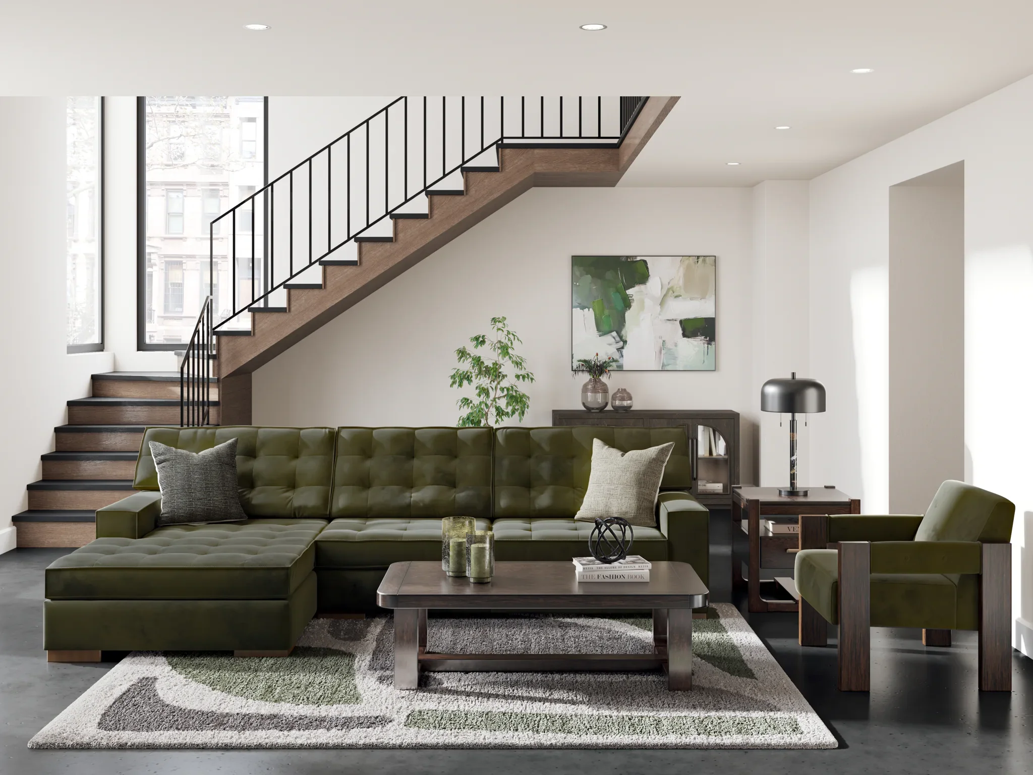 Caspian-Town - Olive - 2-Piece Sectional With LAF Corner Chaise - Image 3