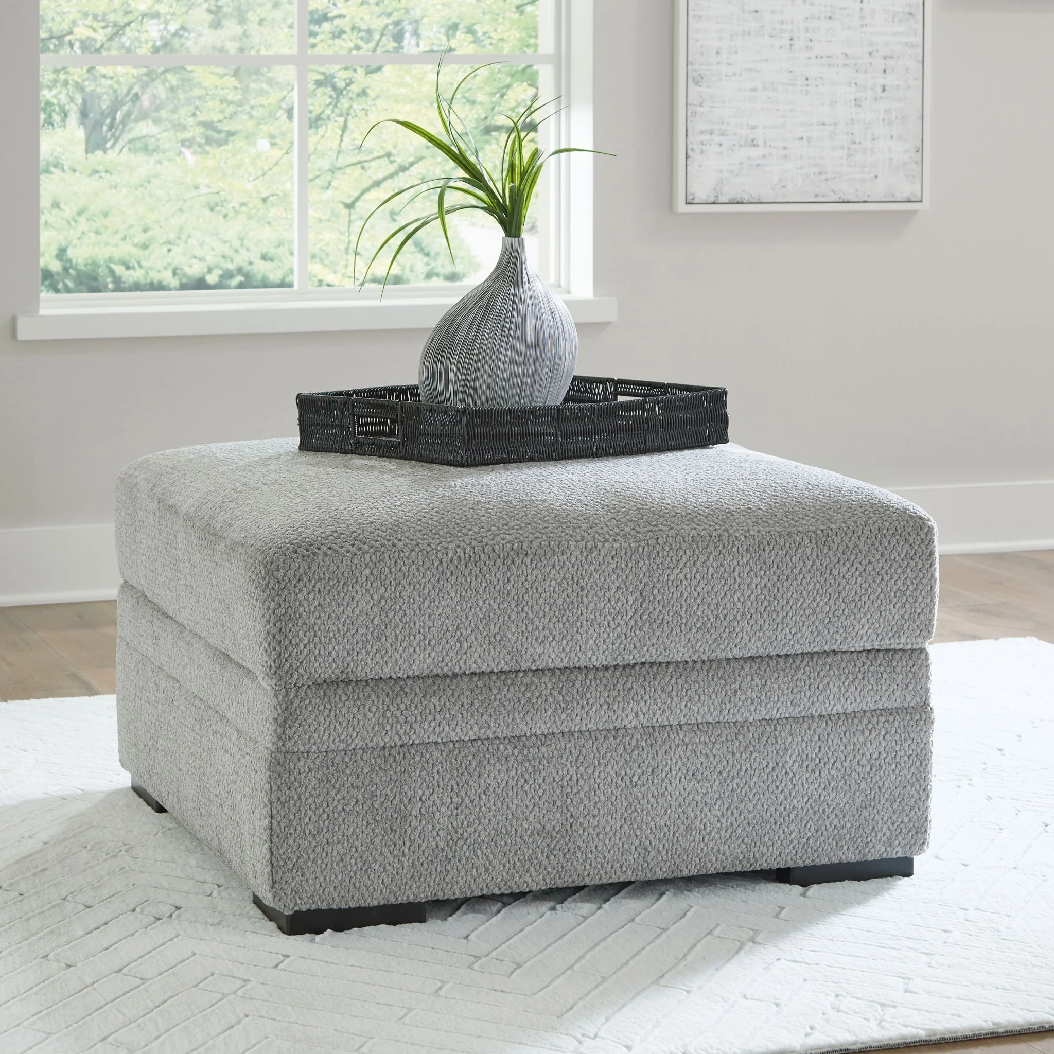 Casselbury - Cement - Ottoman With Storage - Image 2