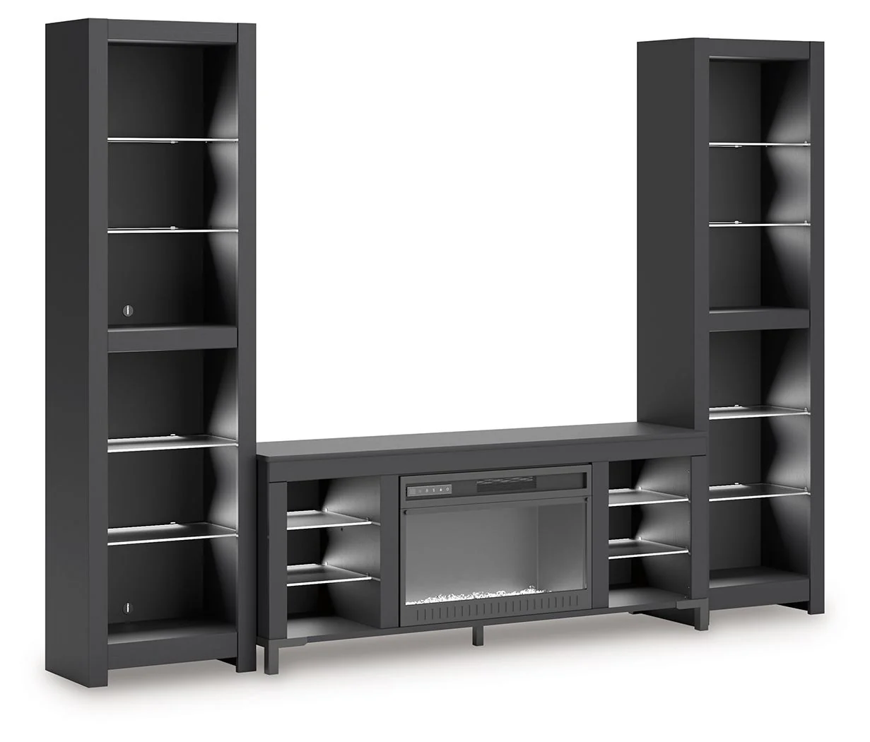 Cayberry - Black - 3-Piece Entertainment Center With Electric Fireplace - Image 6