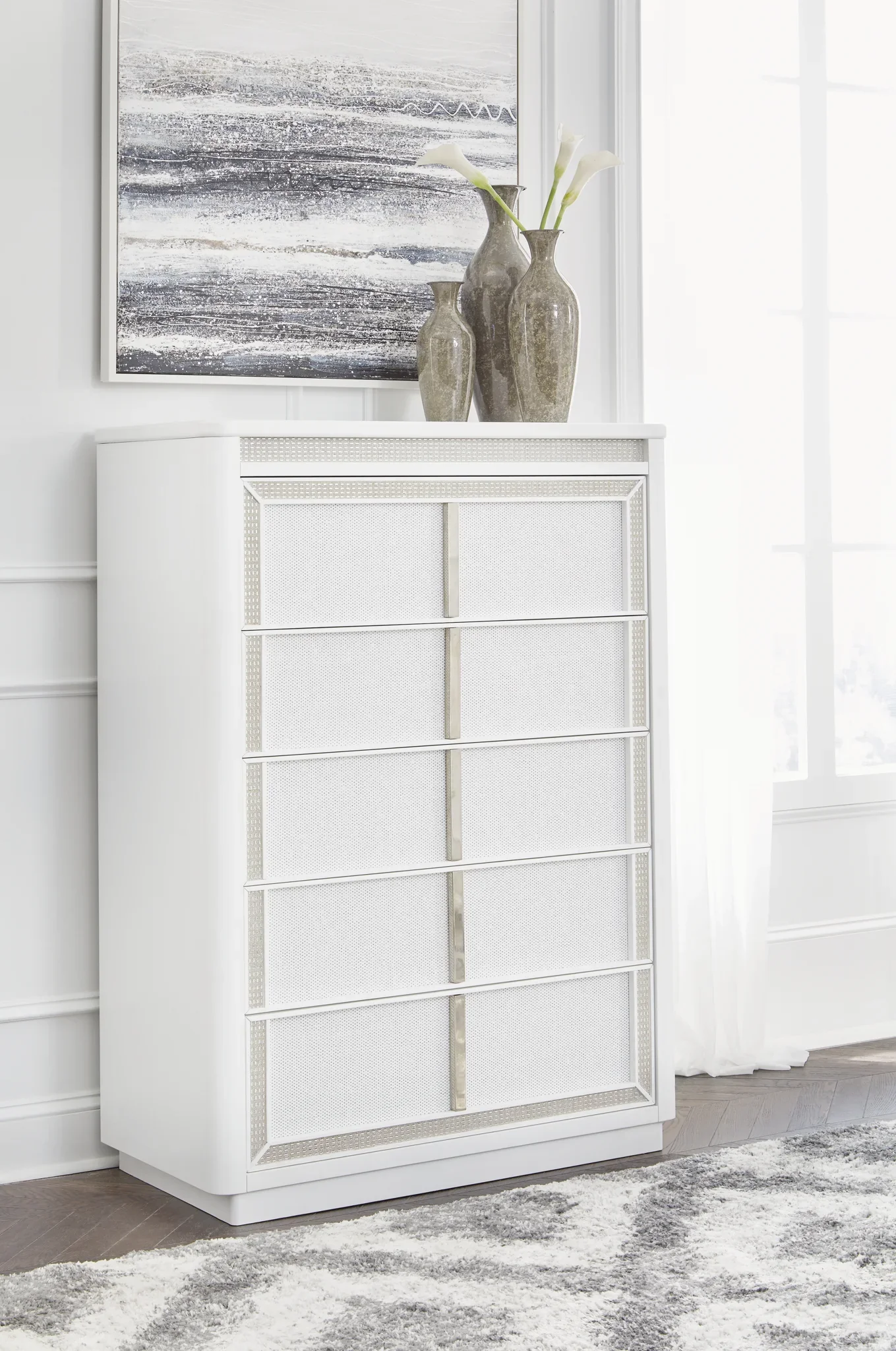 Chalanna - White - Five Drawer Chest - Image 2