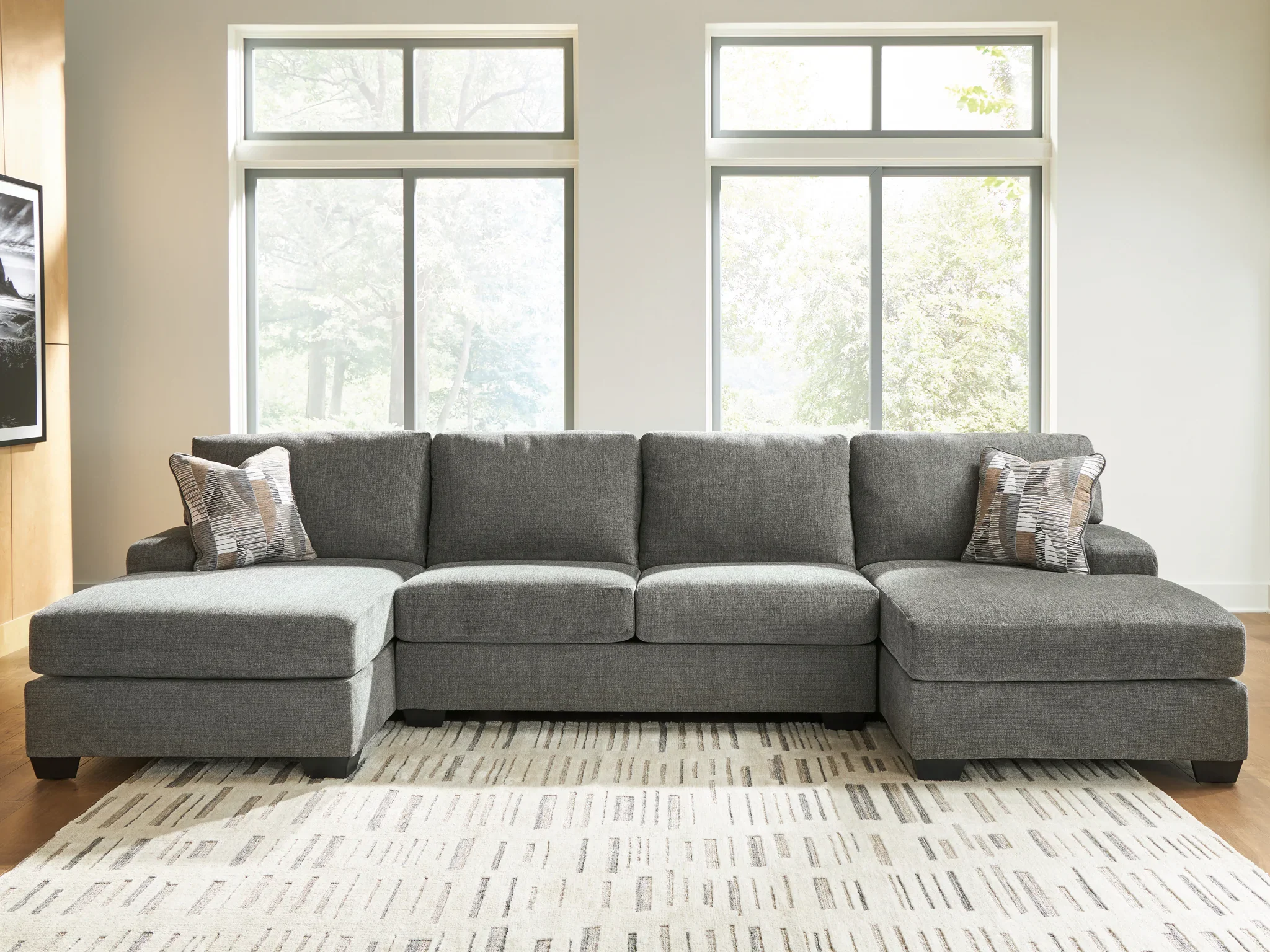 Clarington - 3-Piece Sectional With Double Chaise - Greystone - Image 2