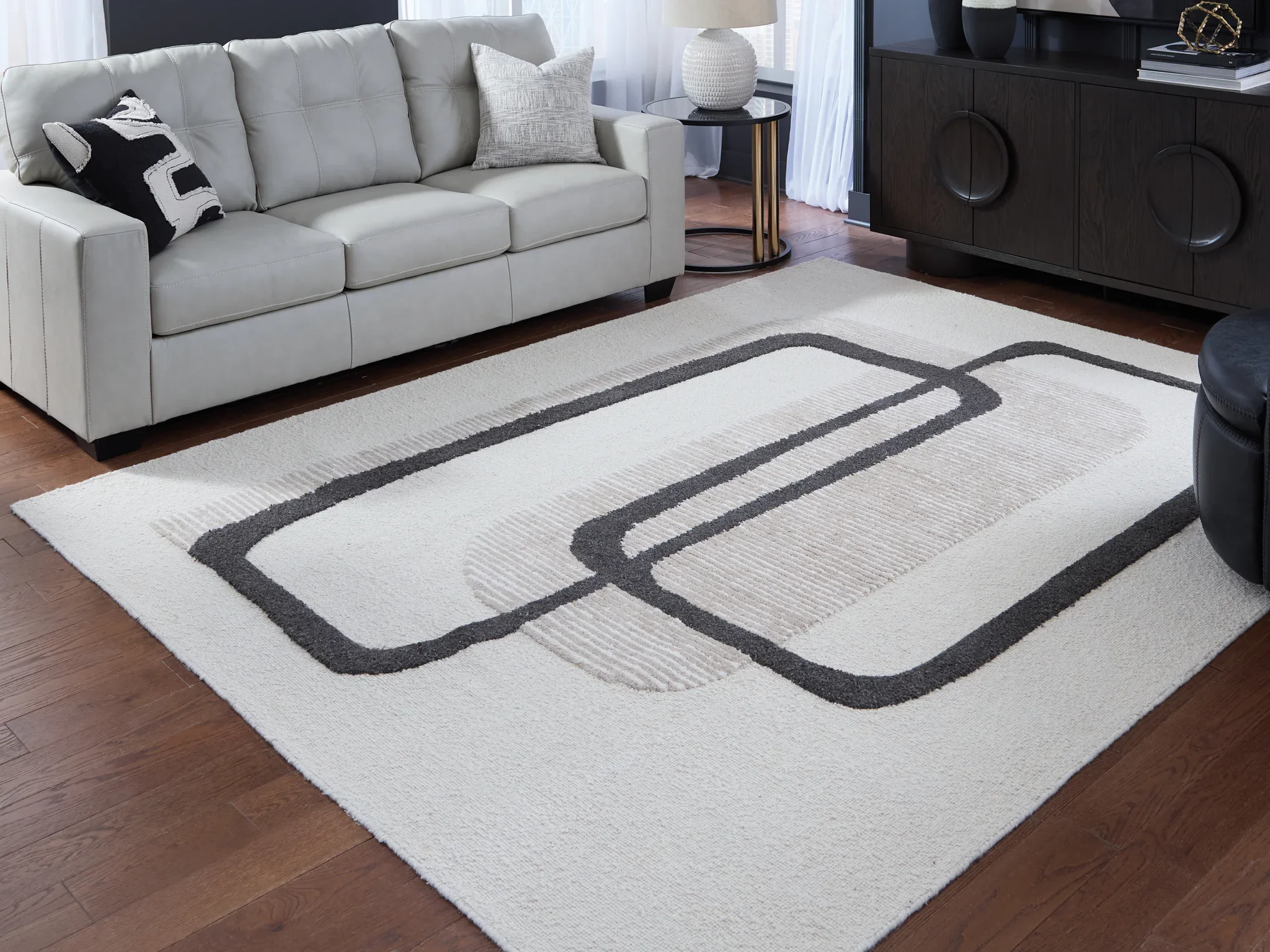 Davismour - Ivory / Taupe / Charcoal - Large Rug - 8' x 10' - Image 2