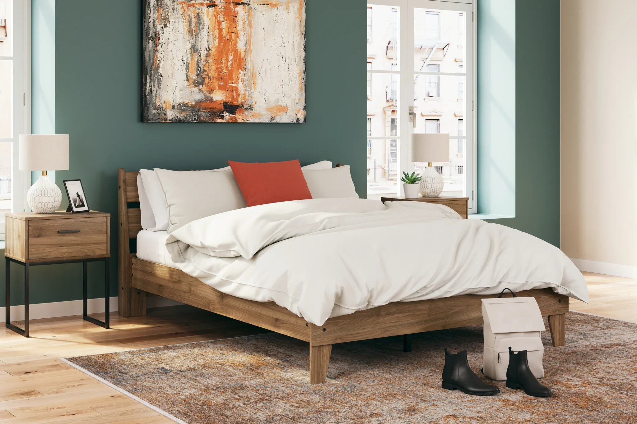 Deanlow - Honey - Queen Platform Panel Bed - Image 2