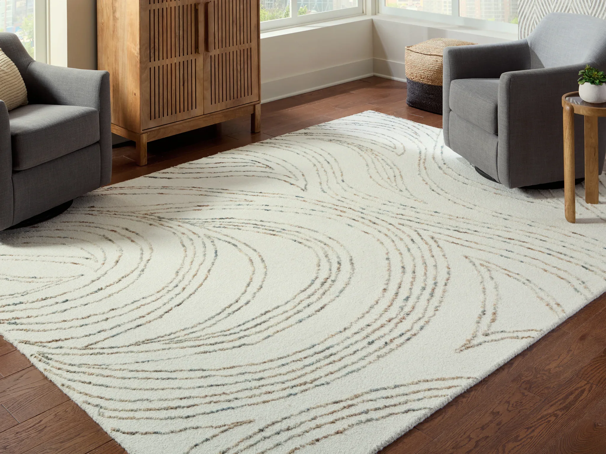 Deenbury - Ivory / Green / Brown - Large Rug - 8' x 10' - Image 2