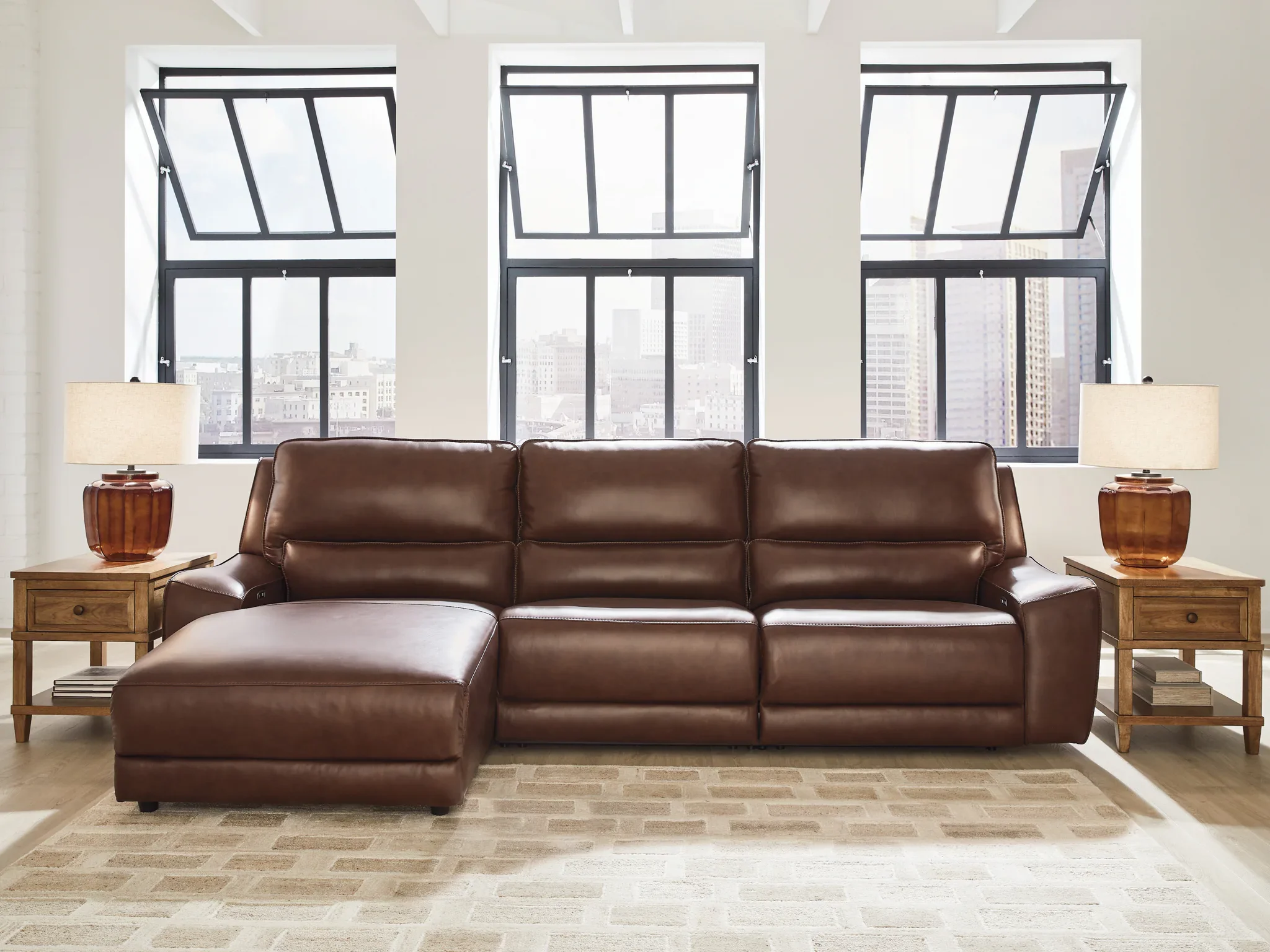 DeepWakes - 3-Piece Power Reclining Sofa With LAF Press Back Power Chaise - Canyon - Image 2