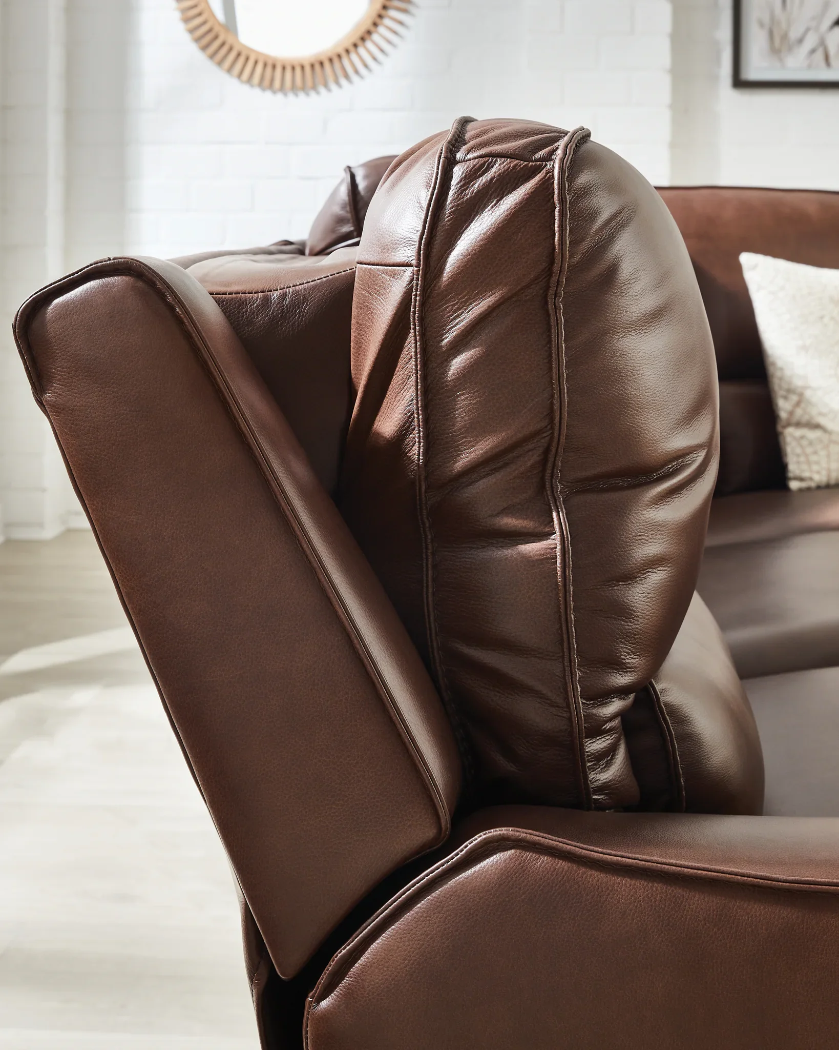 DeepWakes - 6-Piece Power Reclining Sectional With LAF Press Back Power Chaise - Canyon - Image 3