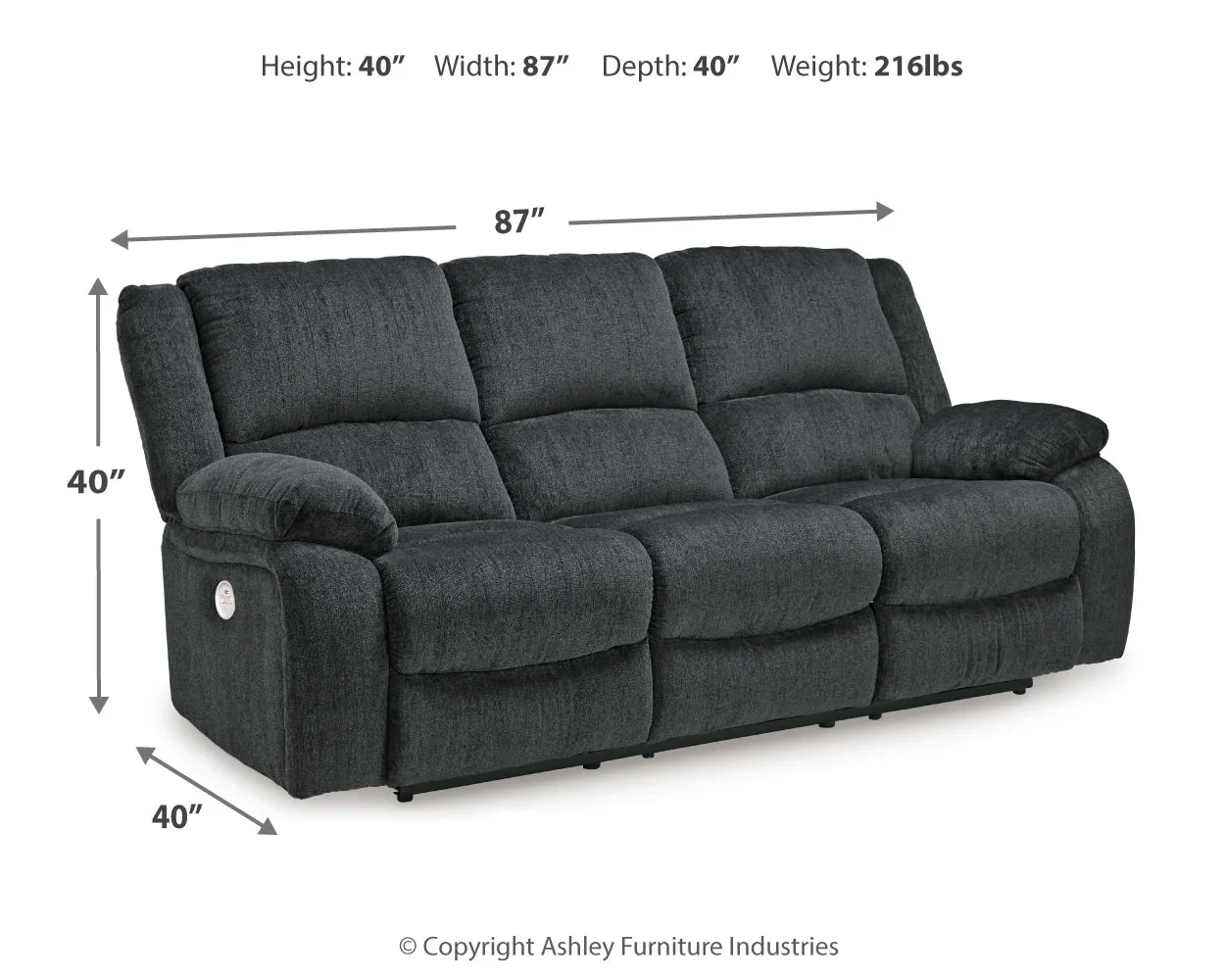 Draycoll - Slate - Reclining Power Sofa - Image 5
