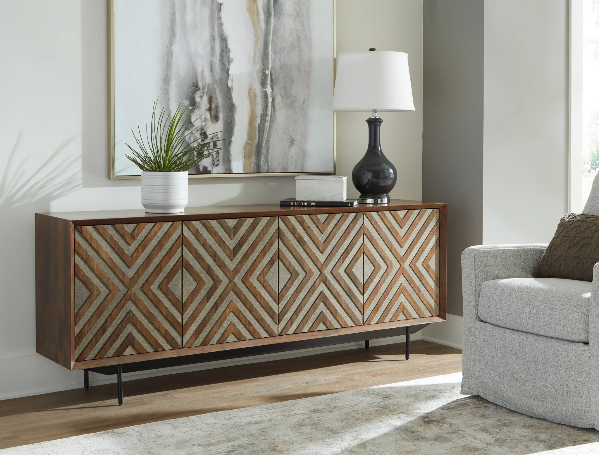 Dreggan - Brown / Gold Finish - Accent Cabinet - Image 2