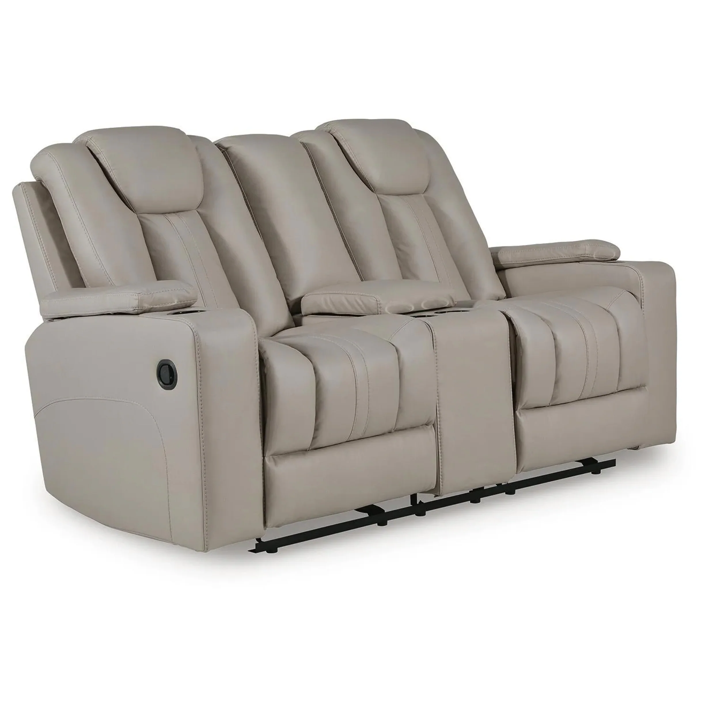 Elevate Edges - Glide Reclining Loveseat With Console - Coin