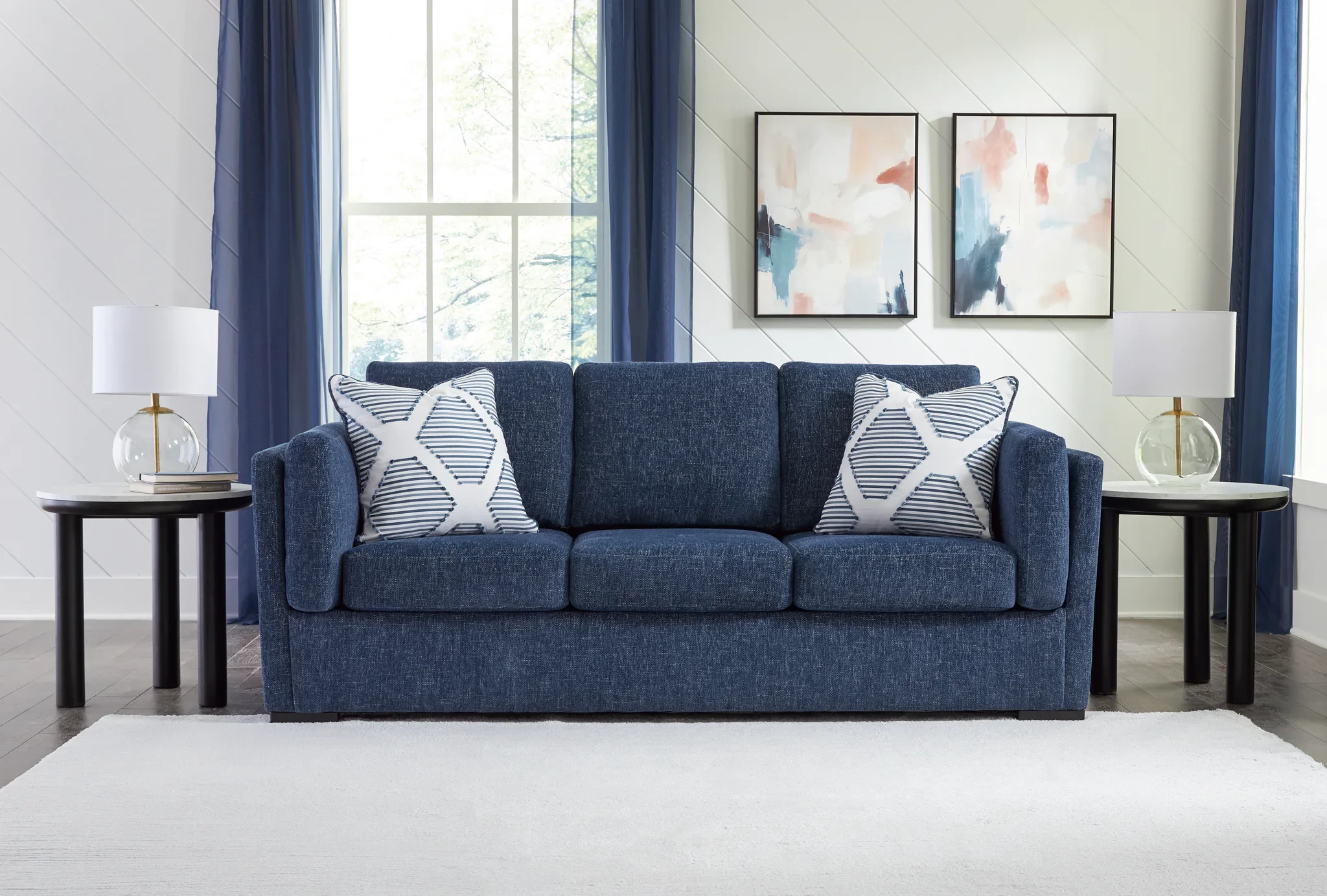 Evansley - 2 Pc. - Sofa, Loveseat - Navy - Image 2
