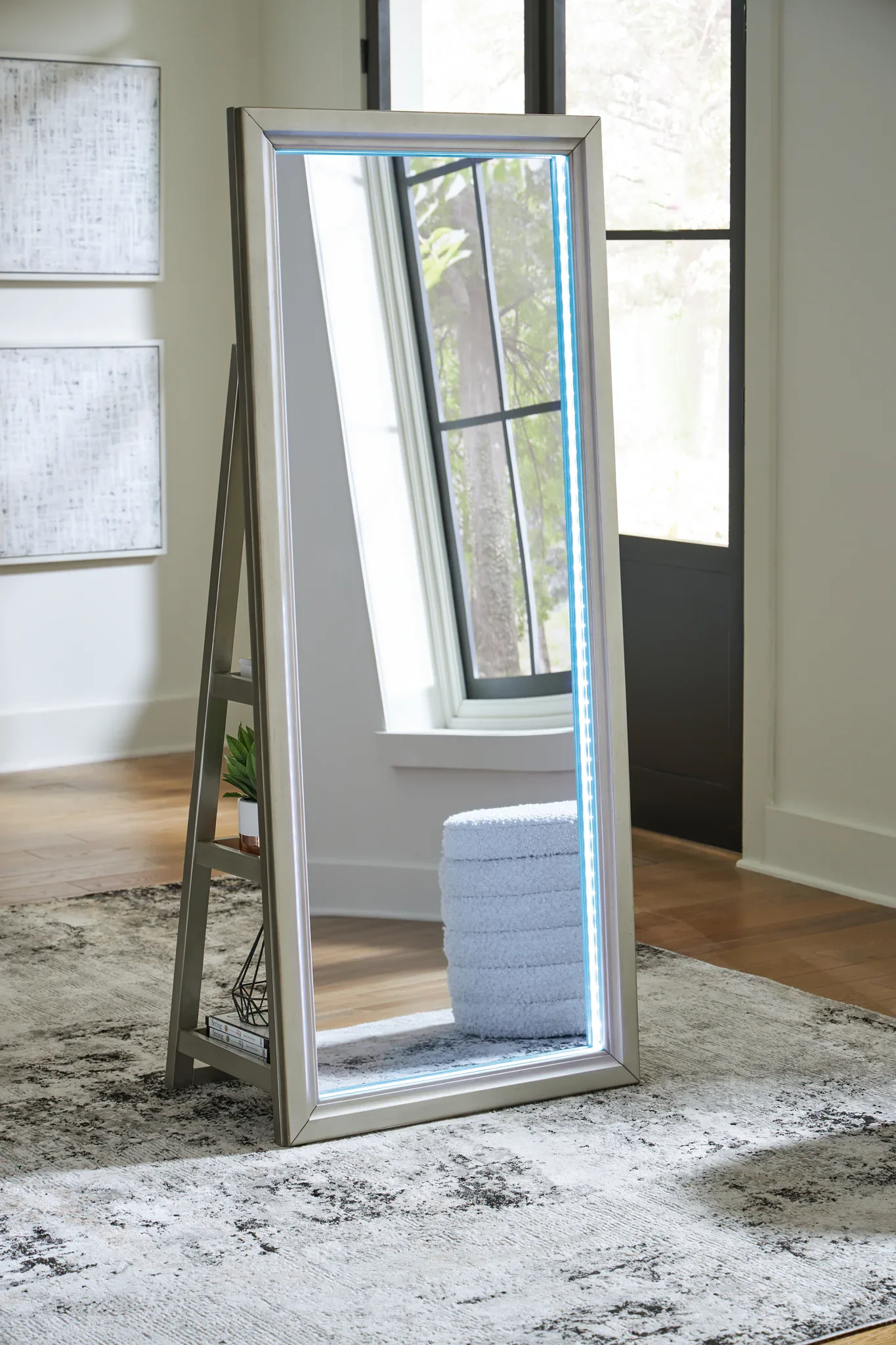 Evesen - Champagne - Floor Standing Mirror With Storage - Image 9
