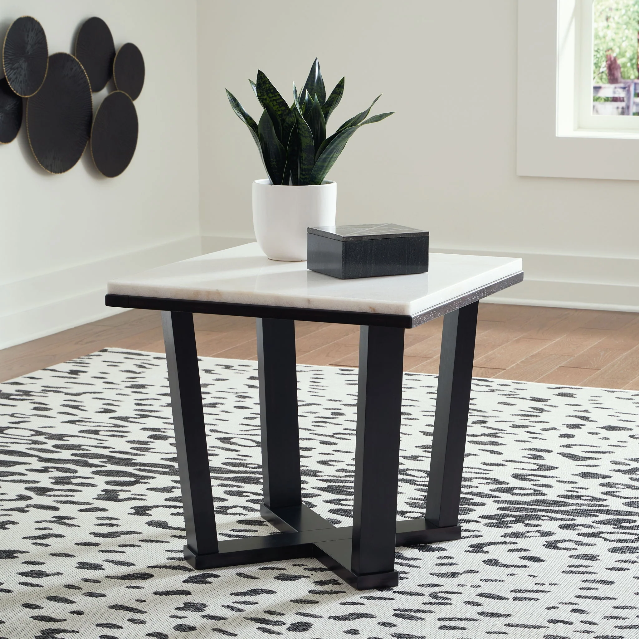 Fostead - White / Espresso - Square End Table - Image 2