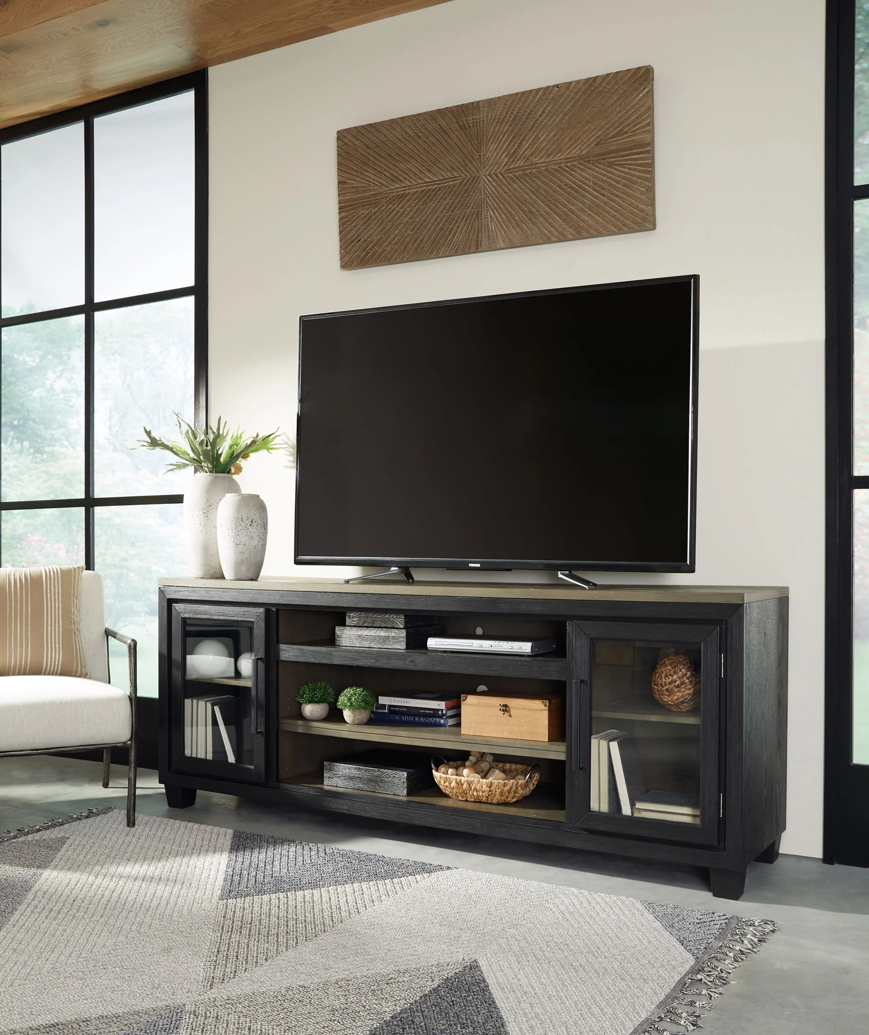 Foyland - Black / Brown - Xl TV Stand W/Fireplace Option - Image 2