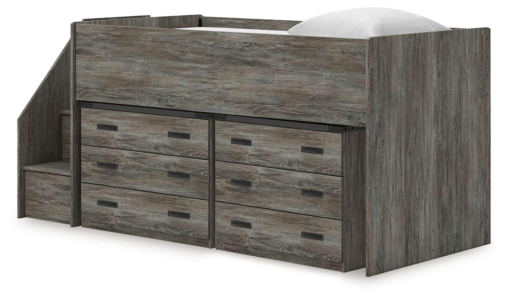 Frandern - Gray - Twin Loft Bed With 2 Drawer Storages - Image 2