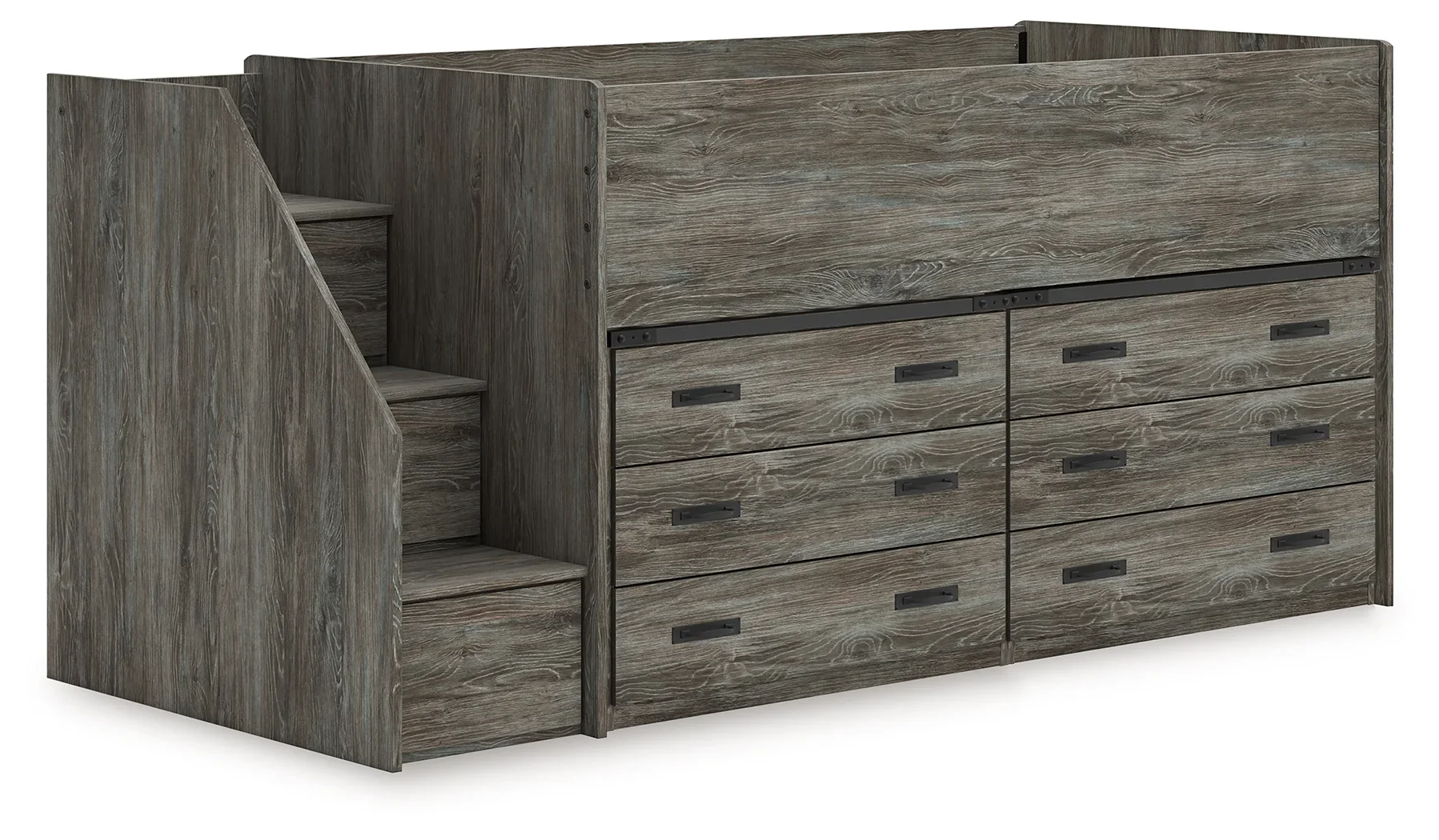 Frandern - Gray - Twin Loft Bed With 2 Drawer Storages - Image 3