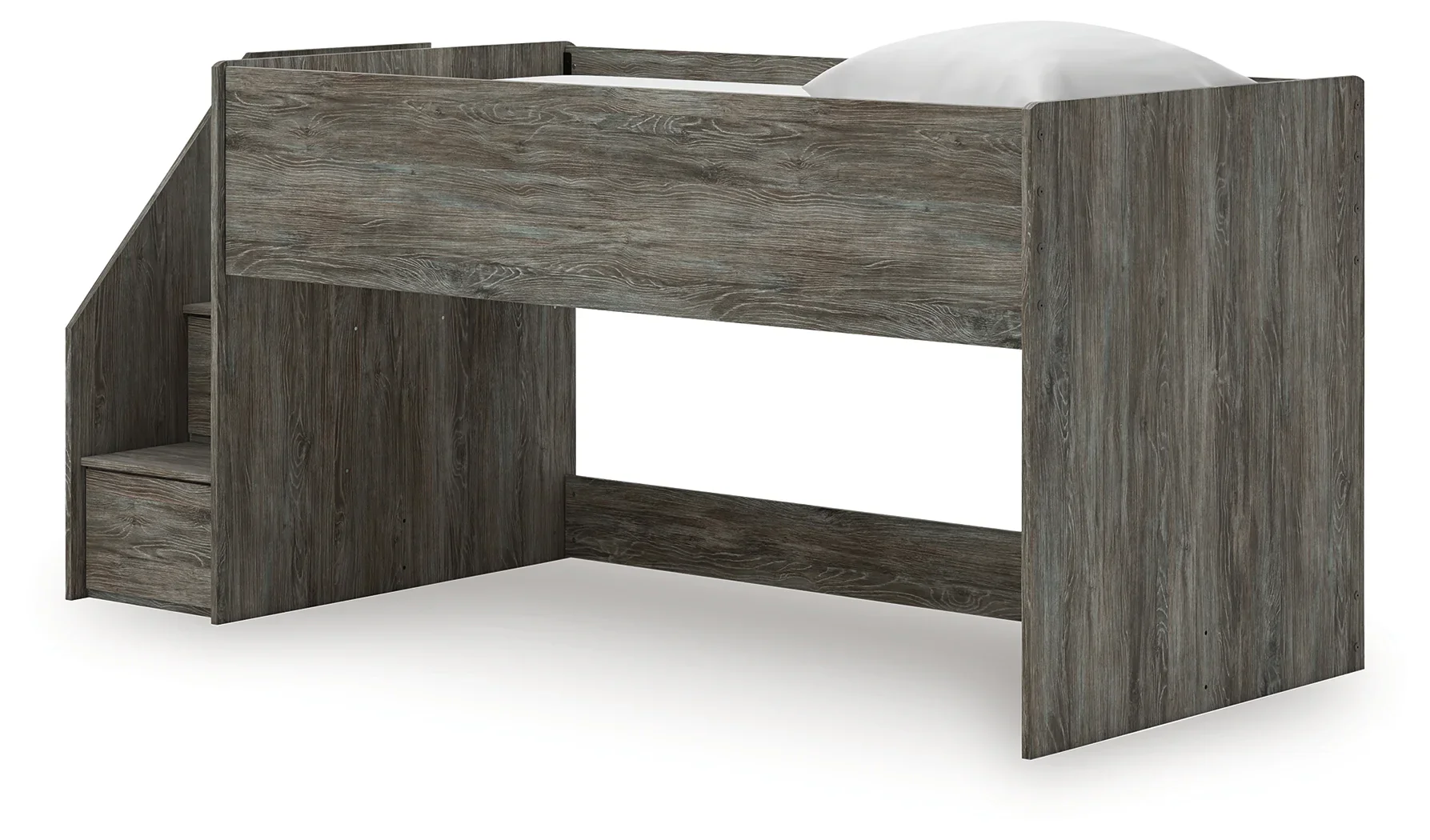 Frandern - Gray - Twin Loft Bed With Left Storage Steps - Image 2