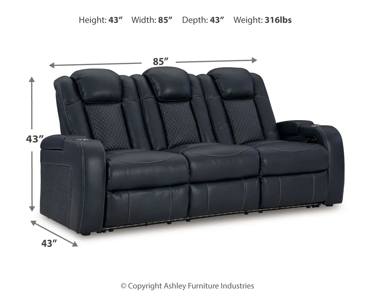 Fyne-Dyme - Sapphire - Power Reclining Sofa With Adj Headrest - Image 4