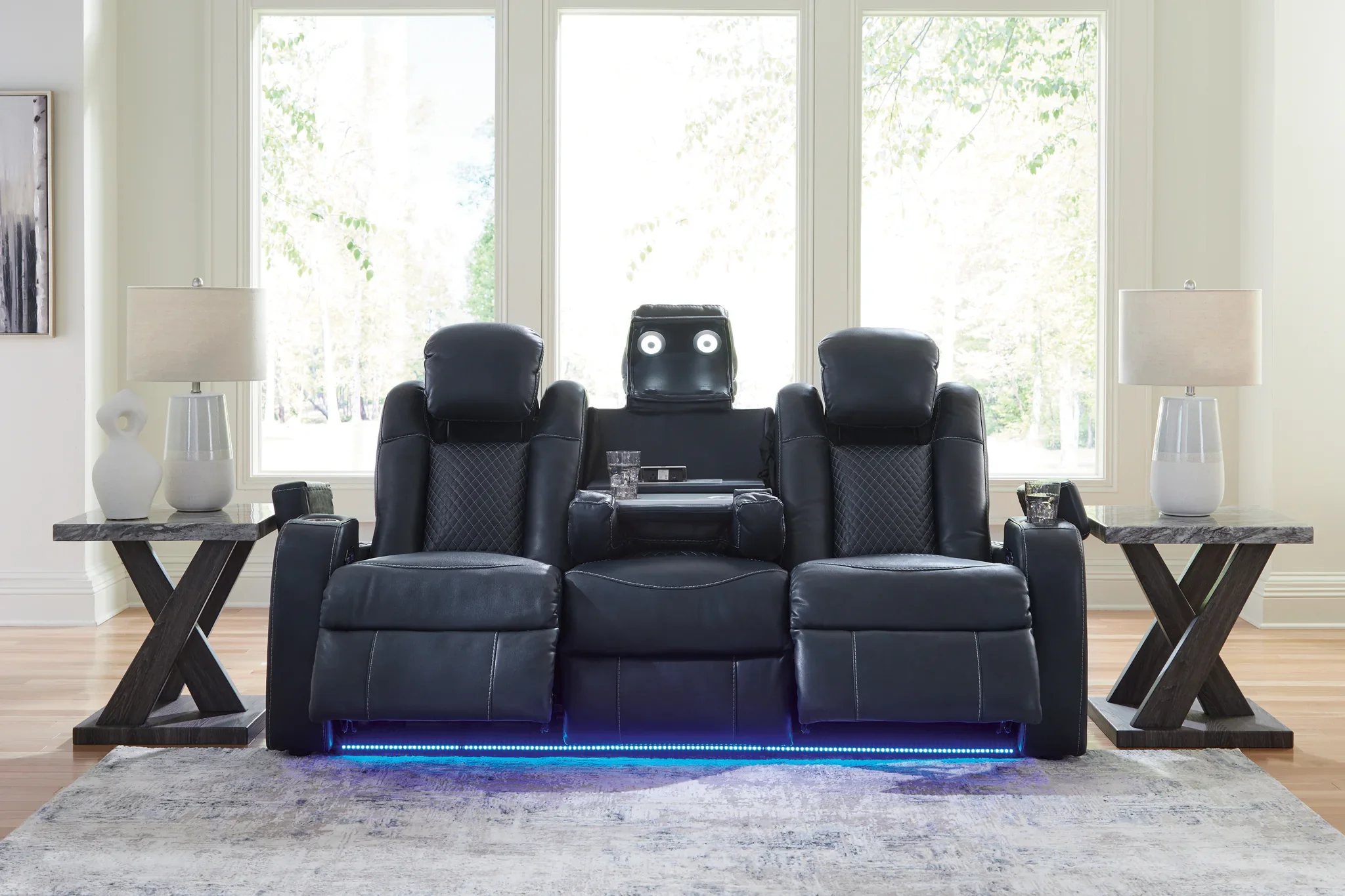 Fyne-Dyme - Sapphire - Power Reclining Sofa With Adj Headrest - Image 7