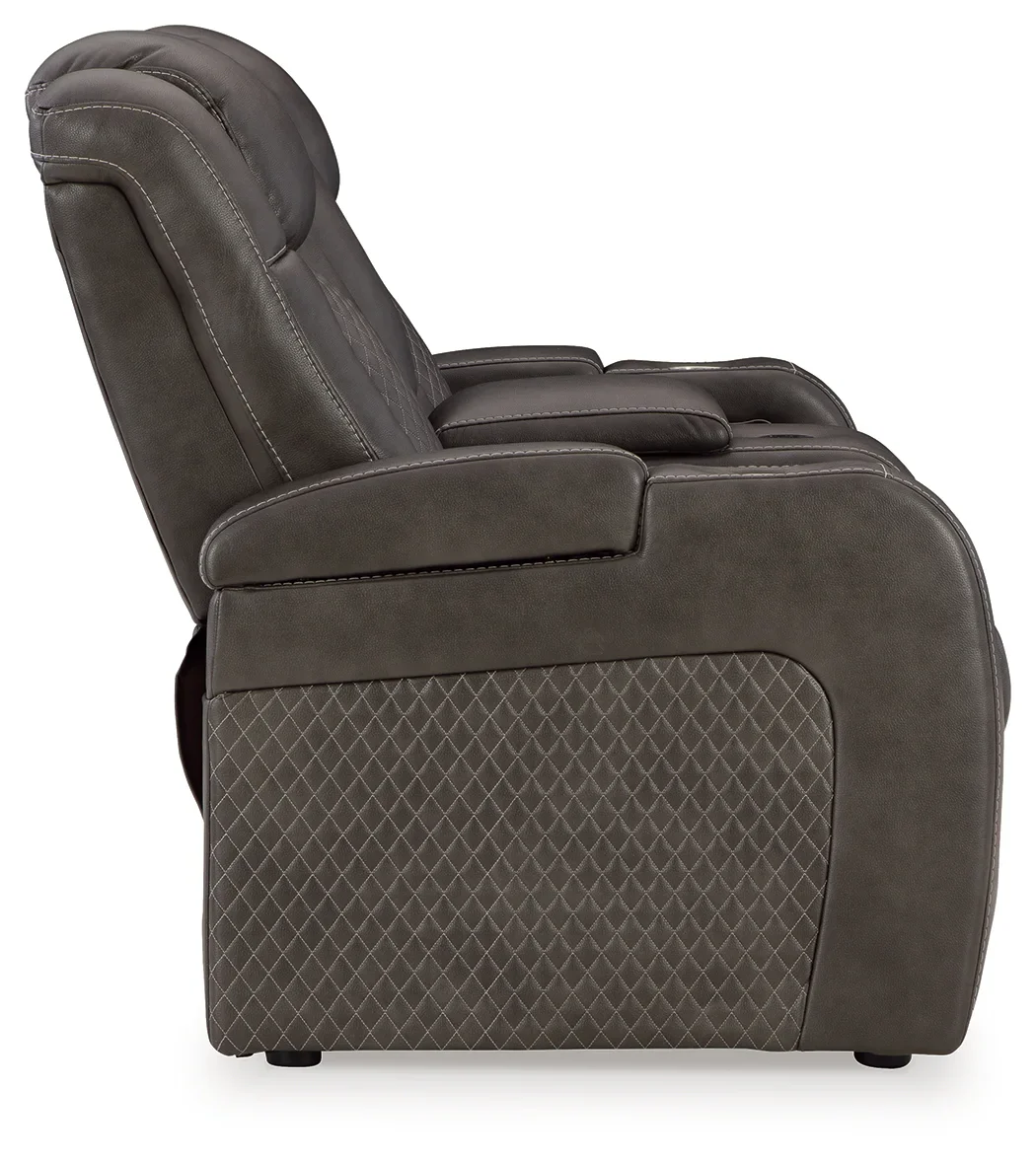 Fyne-Dyme - Shadow - Power Reclining Loveseat with Console/Adj Hdrst - Image 5