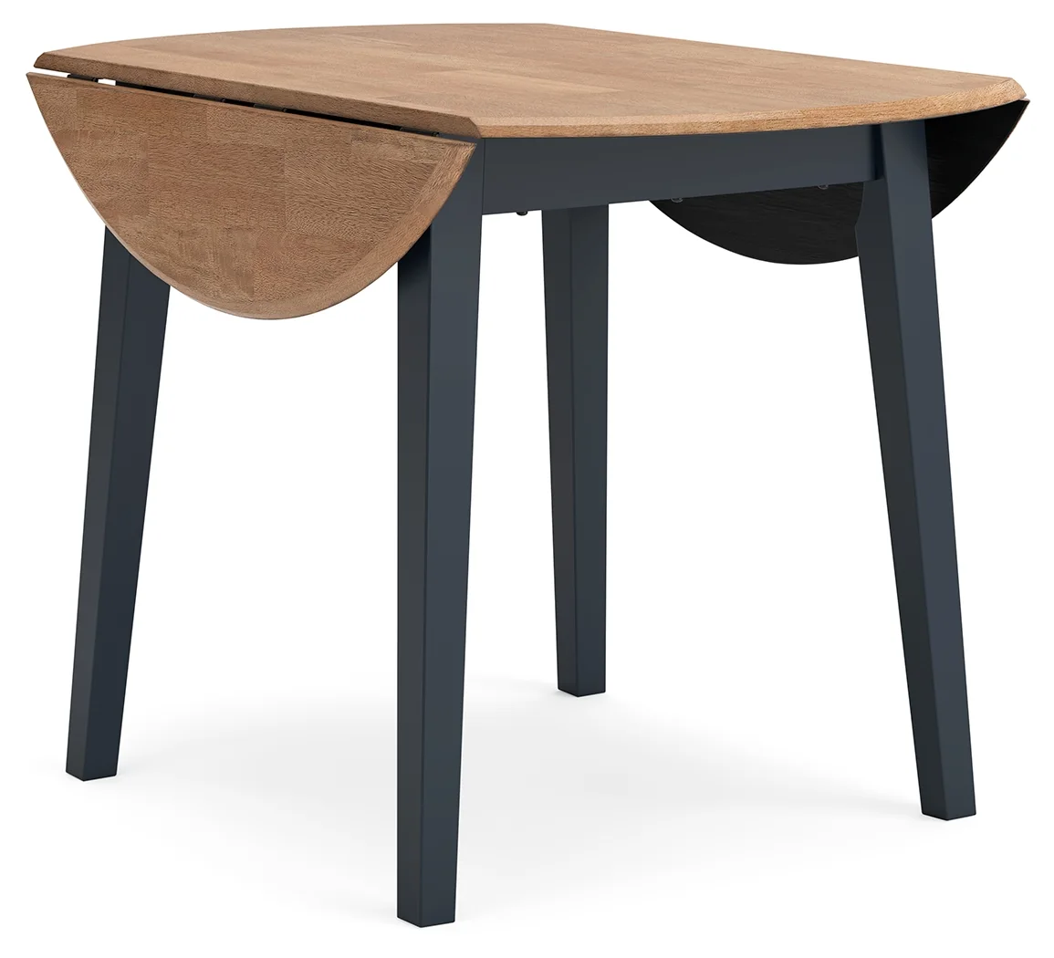 Gesthaven - Natural / Blue - 5 Pc. - Round Dining Room Drop Leaf Table, 4 Side Chairs - Image 4
