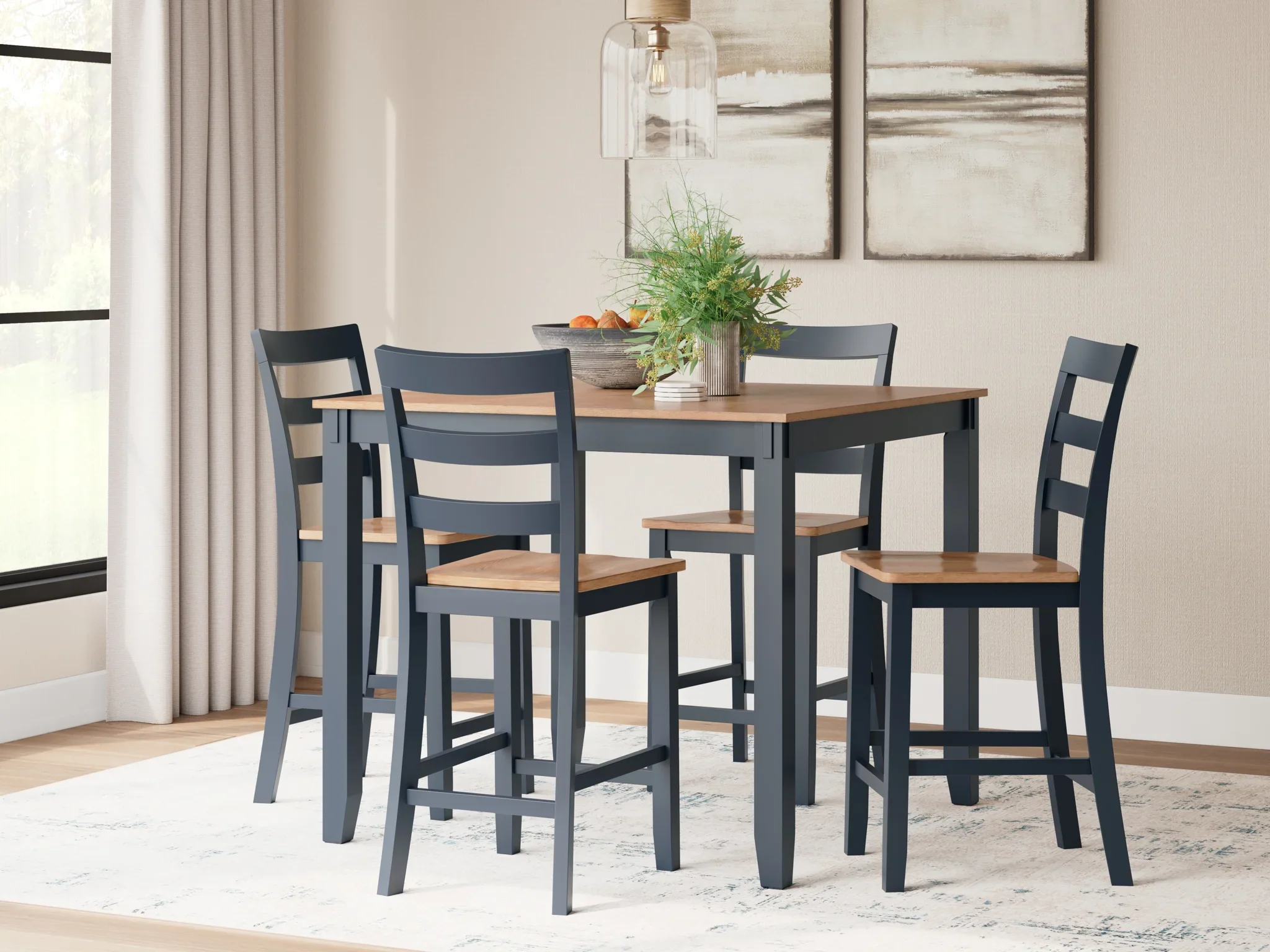 Gesthaven - Natural / Blue - Dining Room Counter Table Set (Set of 5) - Image 2