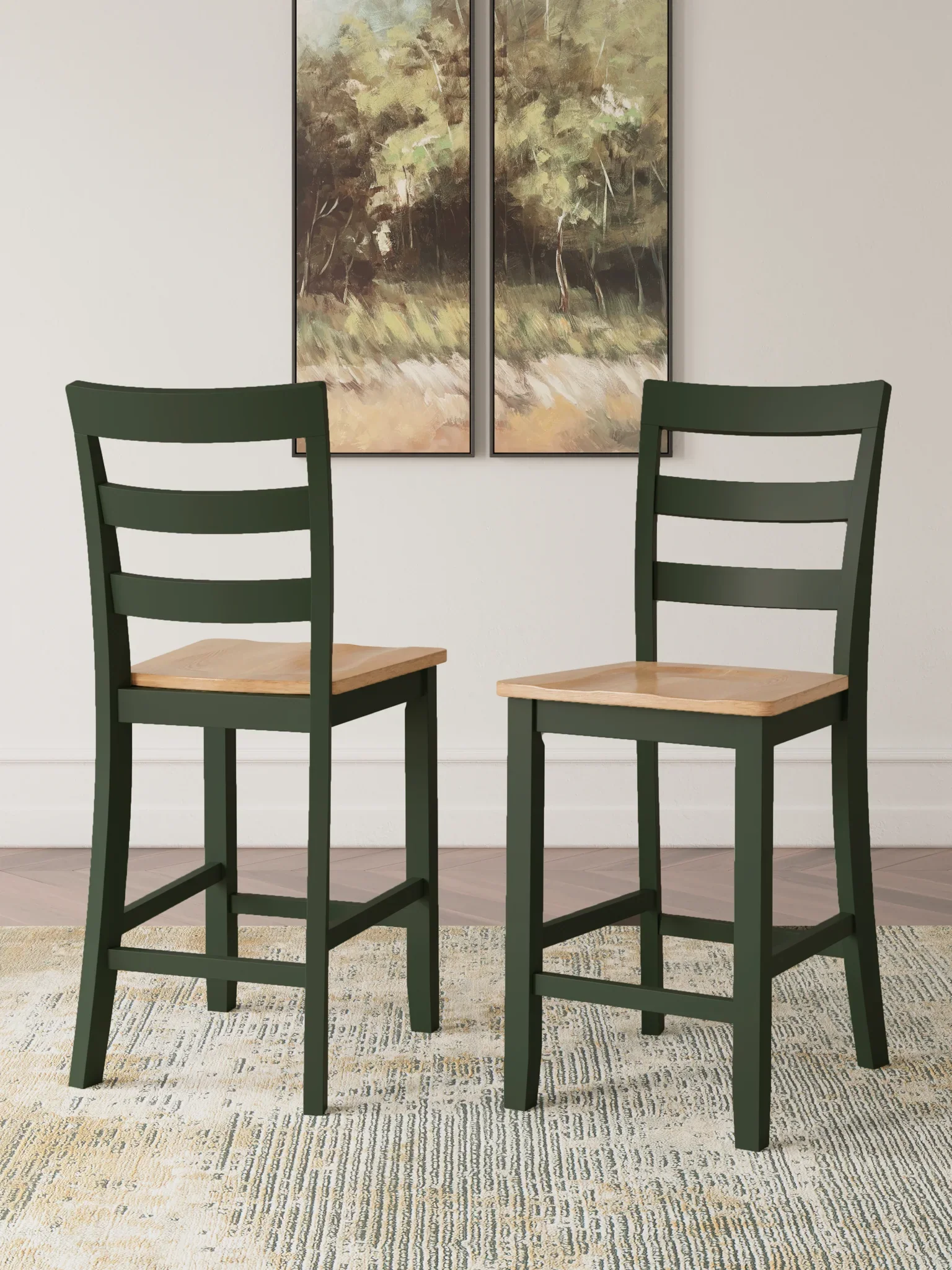 Gesthaven - Natural / Green - Barstool (Set of 2) - Image 3
